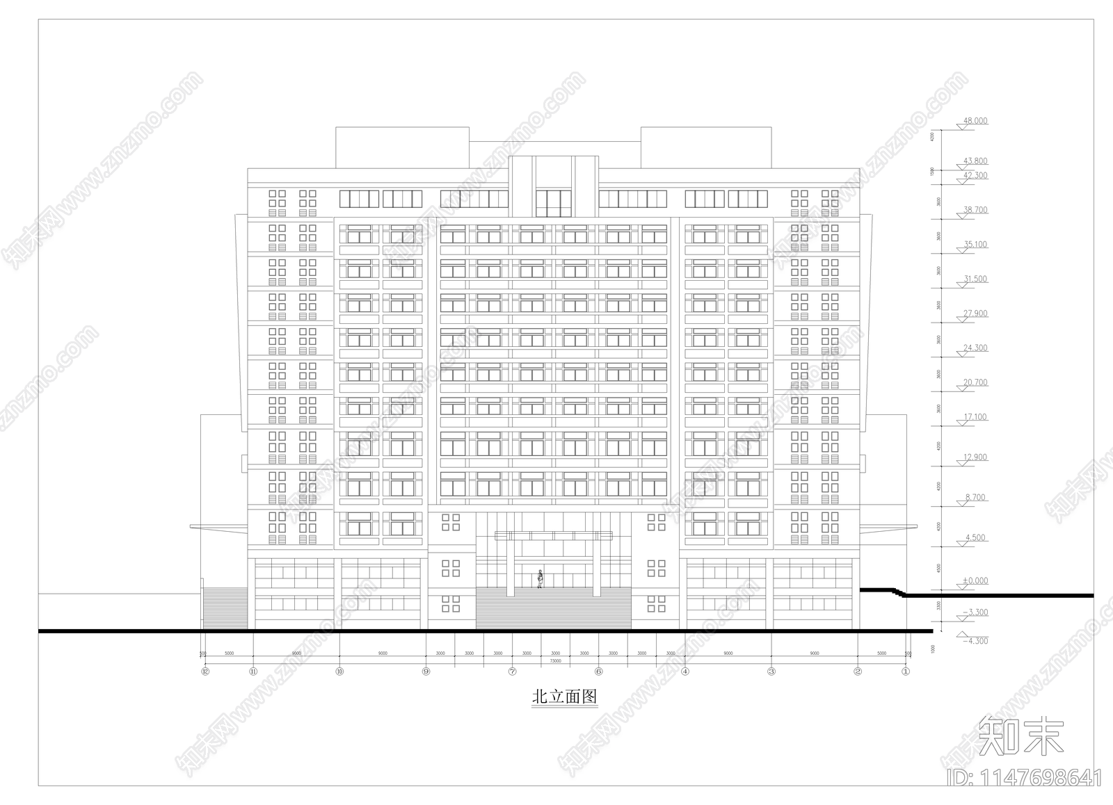 高校综合楼建筑cad施工图下载【ID:1147698641】