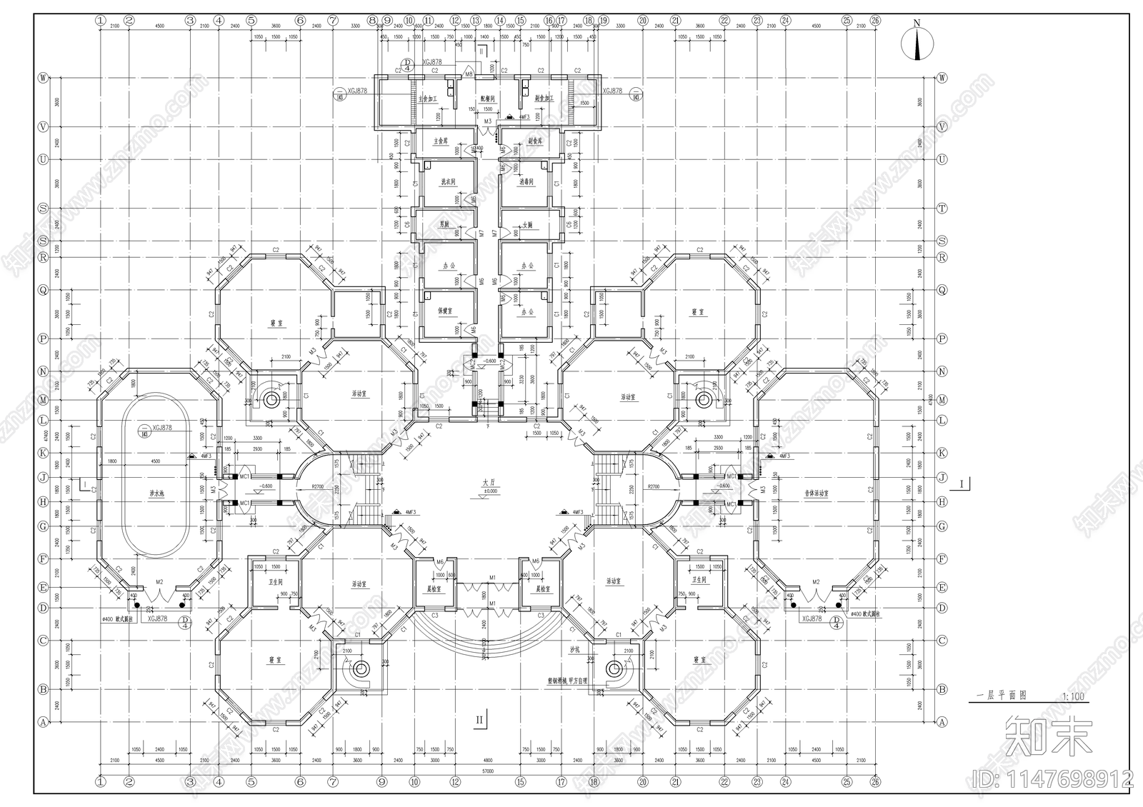 欧式幼儿圆建筑cad施工图下载【ID:1147698912】