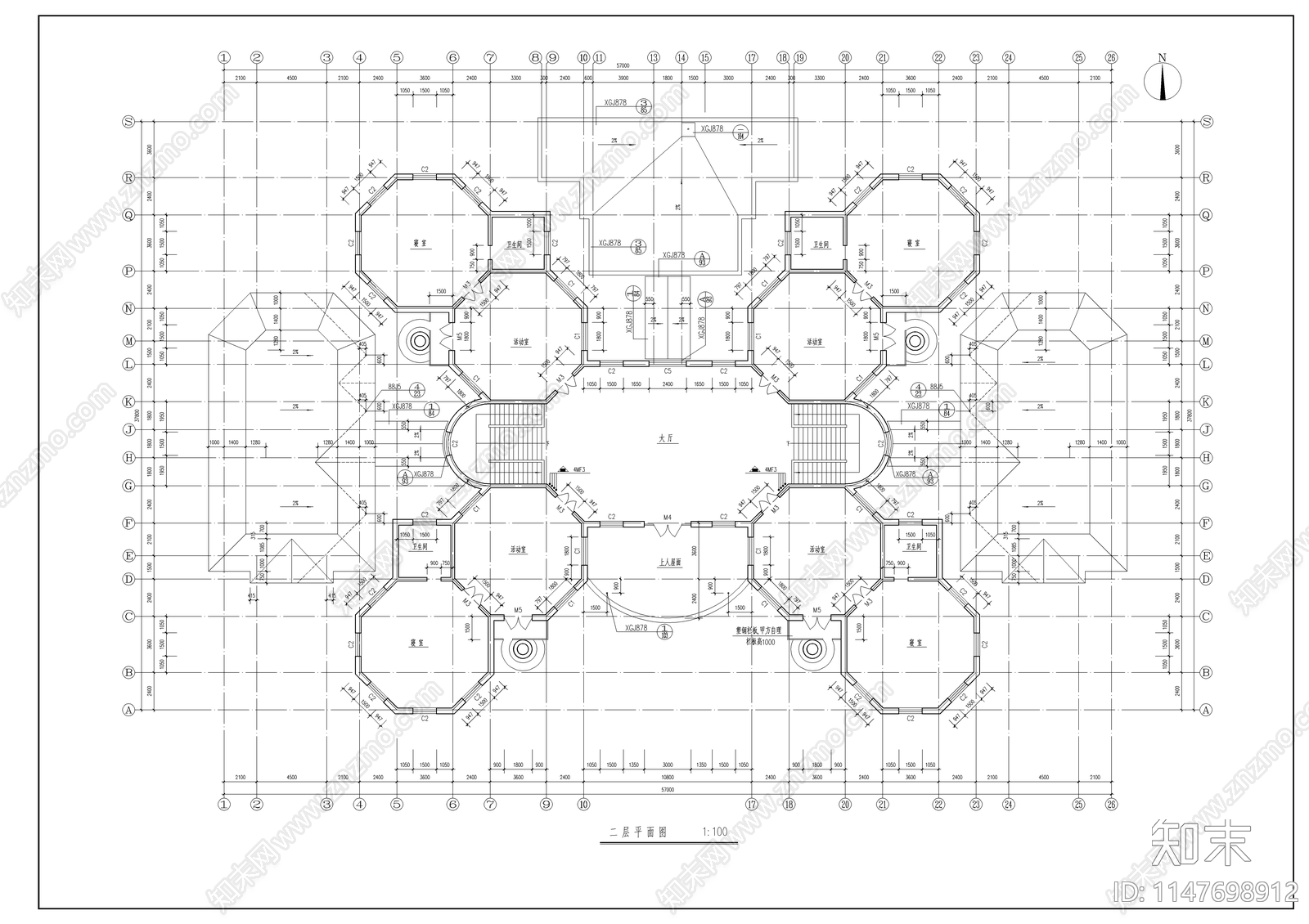 欧式幼儿圆建筑cad施工图下载【ID:1147698912】