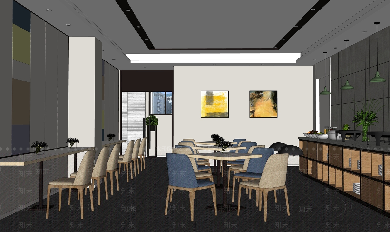 现代自助快餐厅SU模型下载【ID:1147701201】