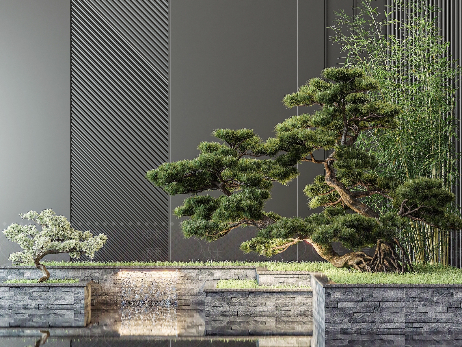 现代植物小景3D模型下载【ID:1147704489】