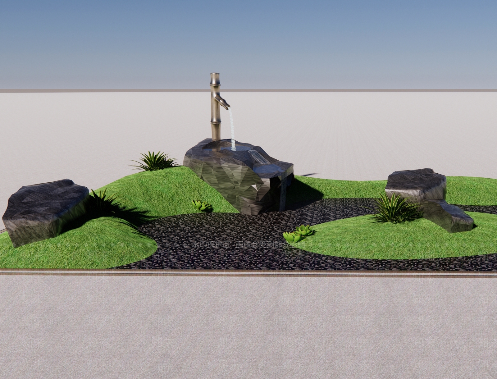 日式禅意水景3D模型下载【ID:1147703658】