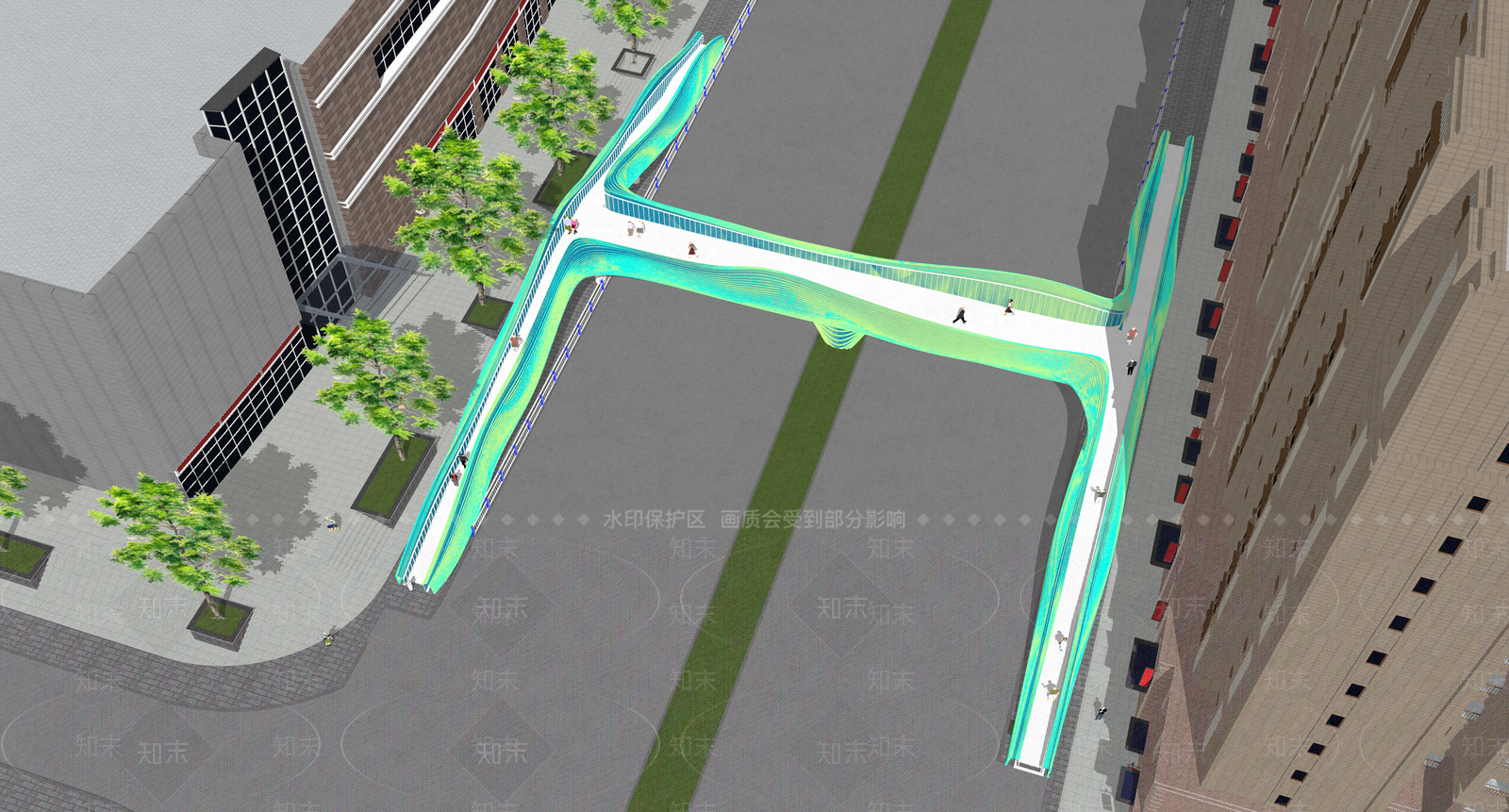 现代人行天桥SU模型下载【ID:1147823125】