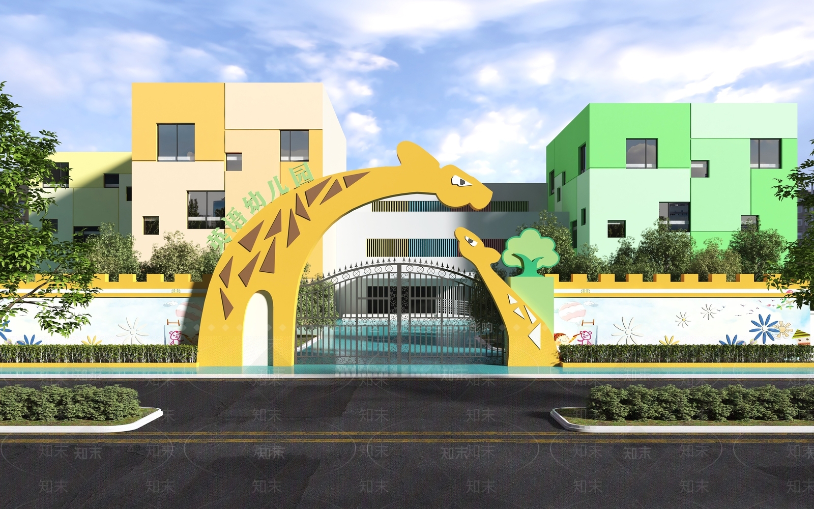 现代幼儿园大门3D模型下载【ID:1147708830】