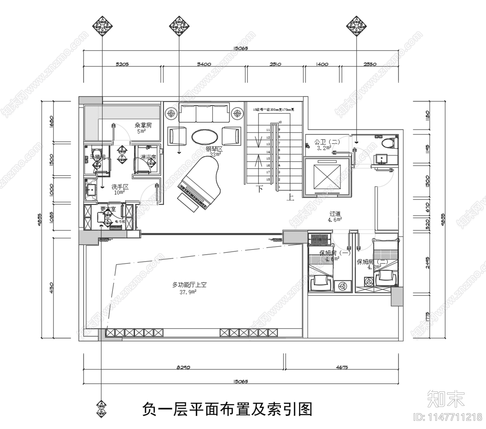 深圳香山美墅4层新中式别墅cad施工图下载【ID:1147711218】