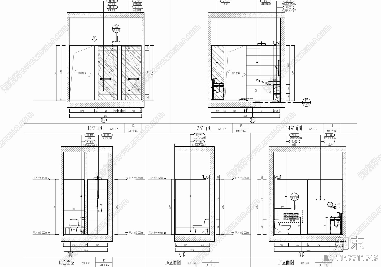 80㎡酒店家庭亲子房客房套房施工图下载【ID:1147711349】