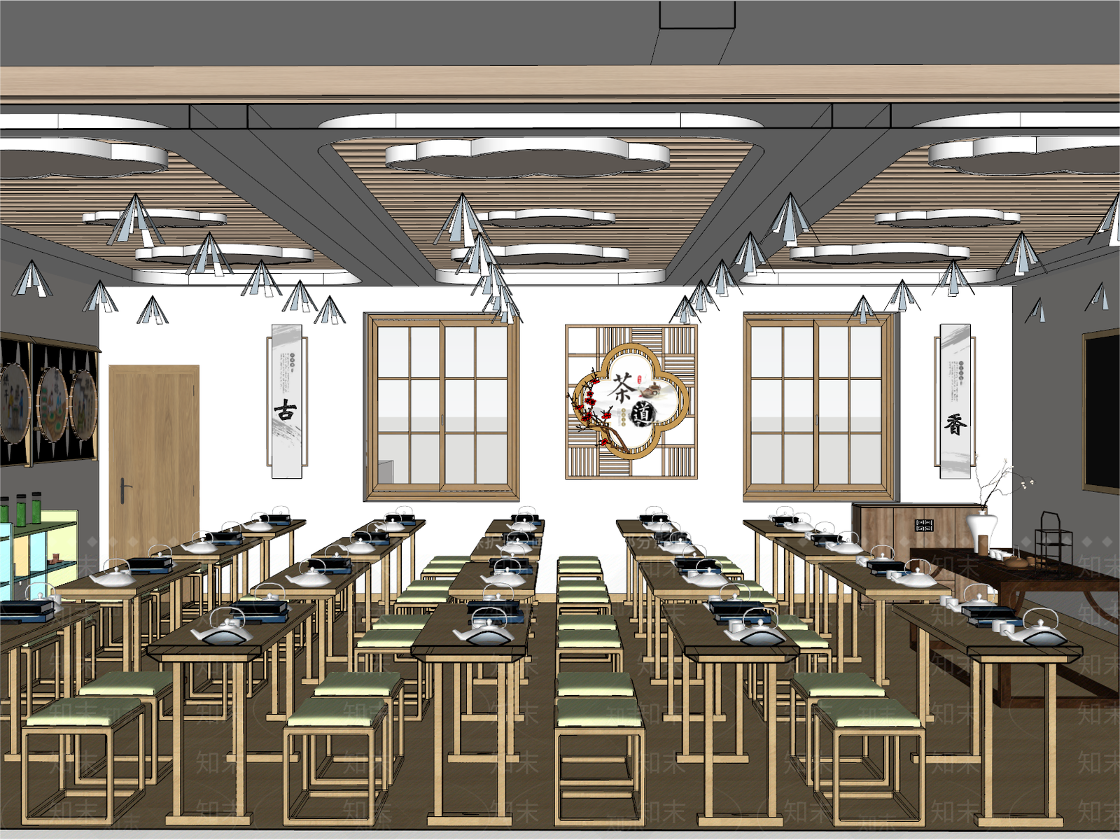 新中式茶艺教室SU模型下载【ID:1147713713】