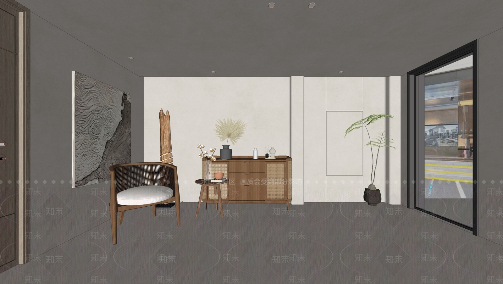 侘寂风休息区SU模型下载【ID:1147715217】