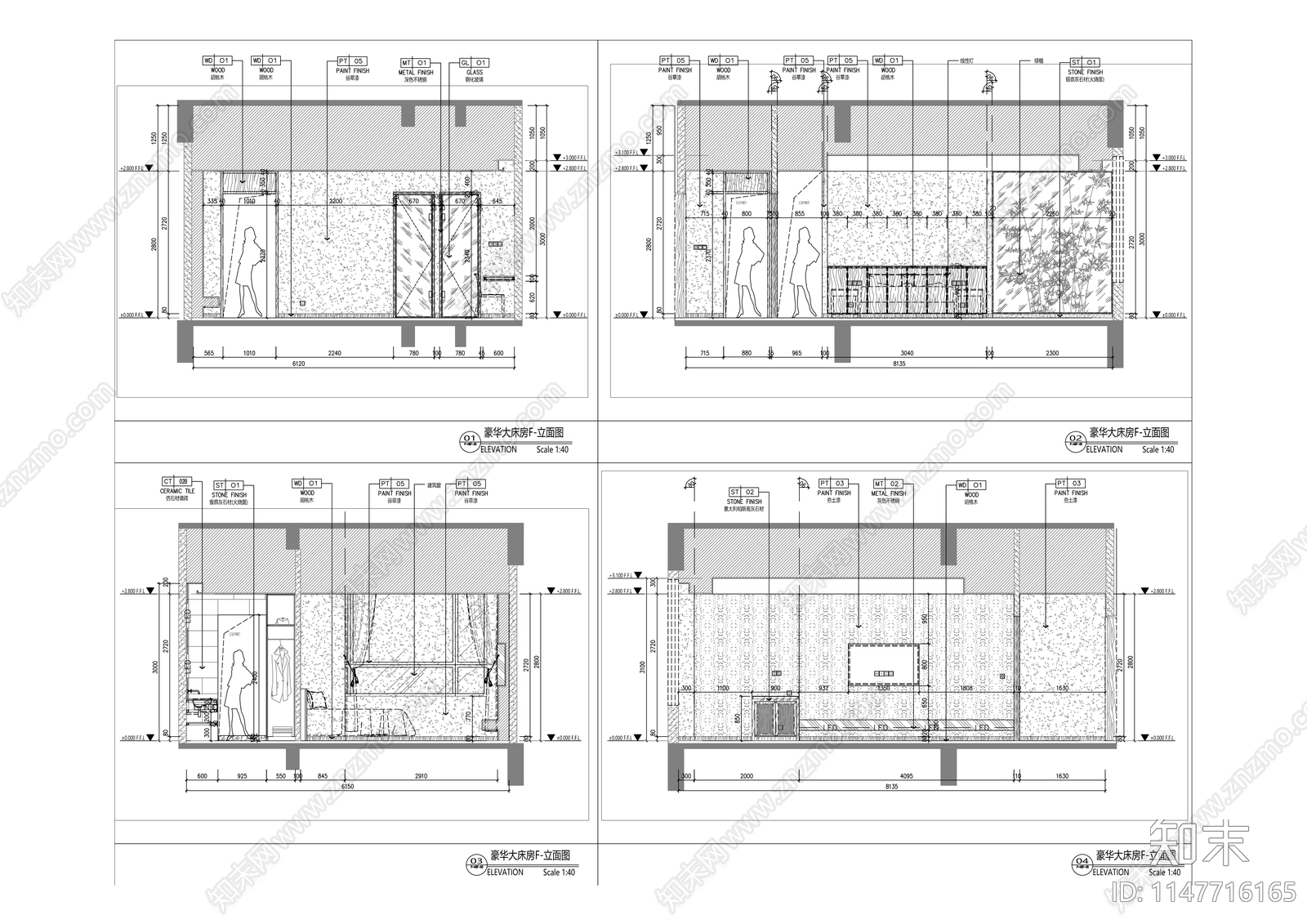 酒店客房室内cad施工图下载【ID:1147716165】