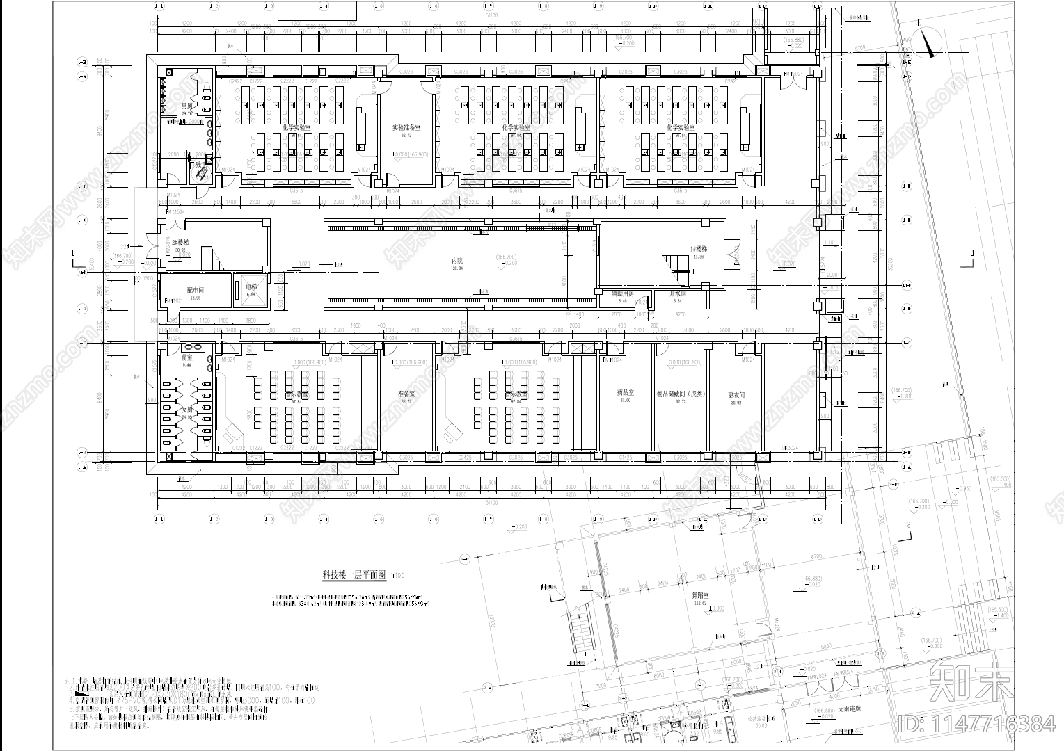 最新现代简约学校科技楼建筑cad施工图下载【ID:1147716384】