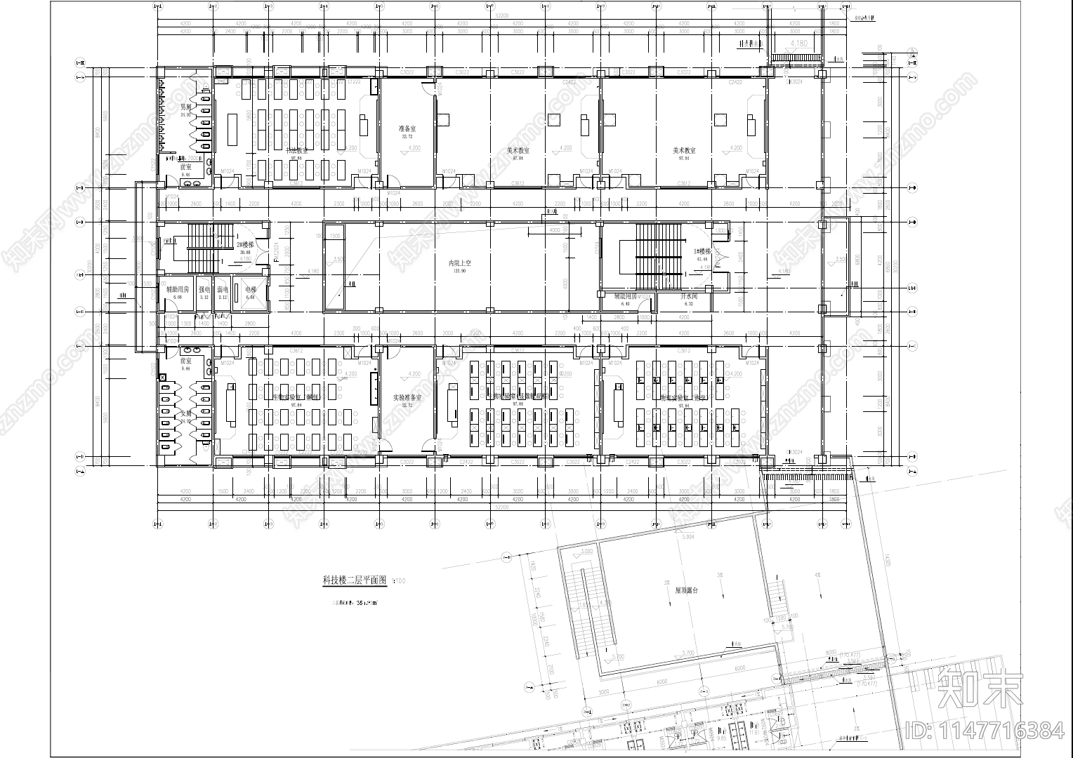 最新现代简约学校科技楼建筑cad施工图下载【ID:1147716384】