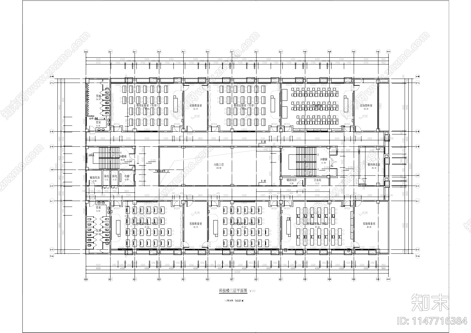 最新现代简约学校科技楼建筑cad施工图下载【ID:1147716384】