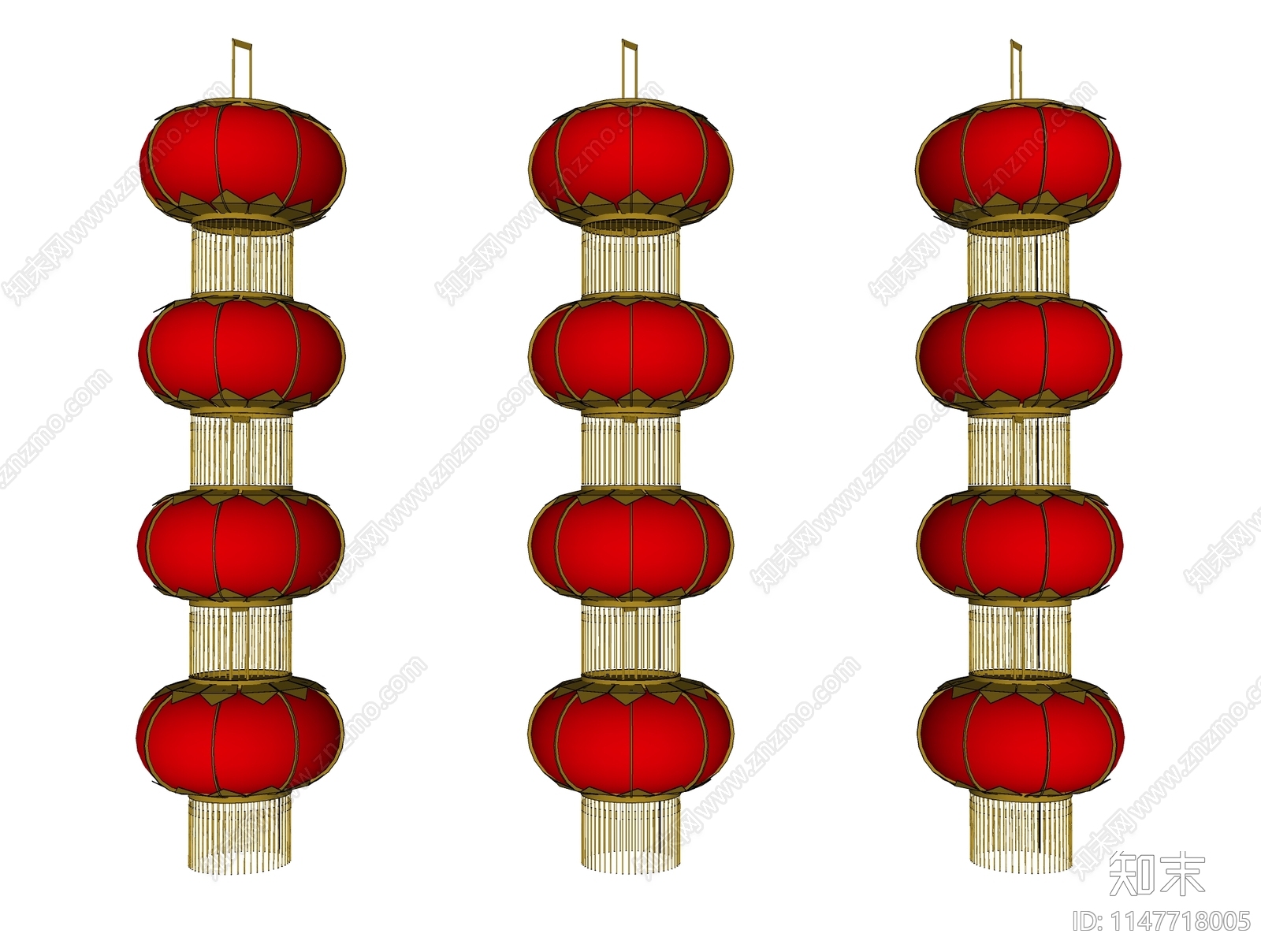 中式垂吊灯笼SU模型下载【ID:1147718005】