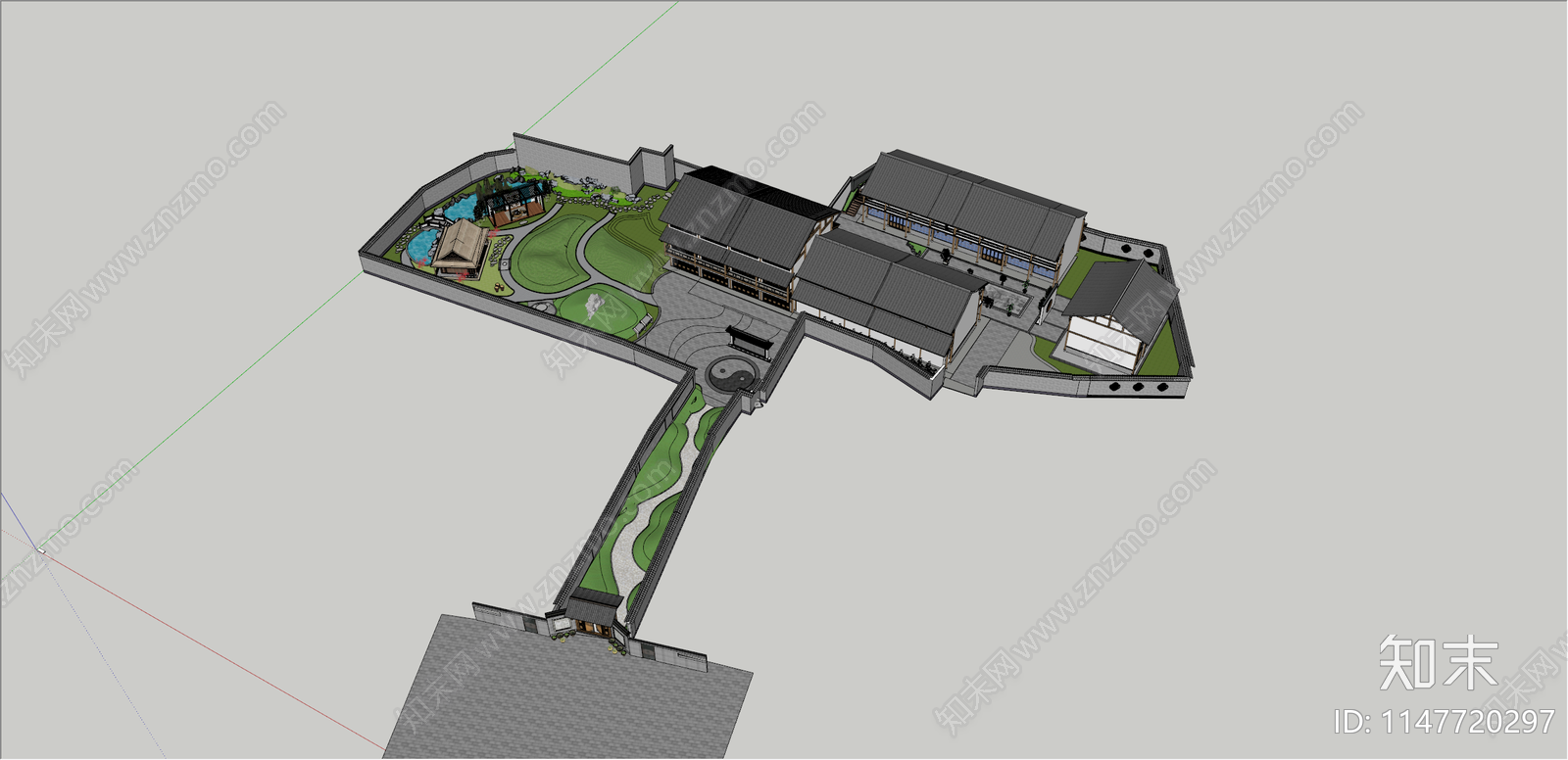 新中式乡村庭院SU模型下载【ID:1147720297】