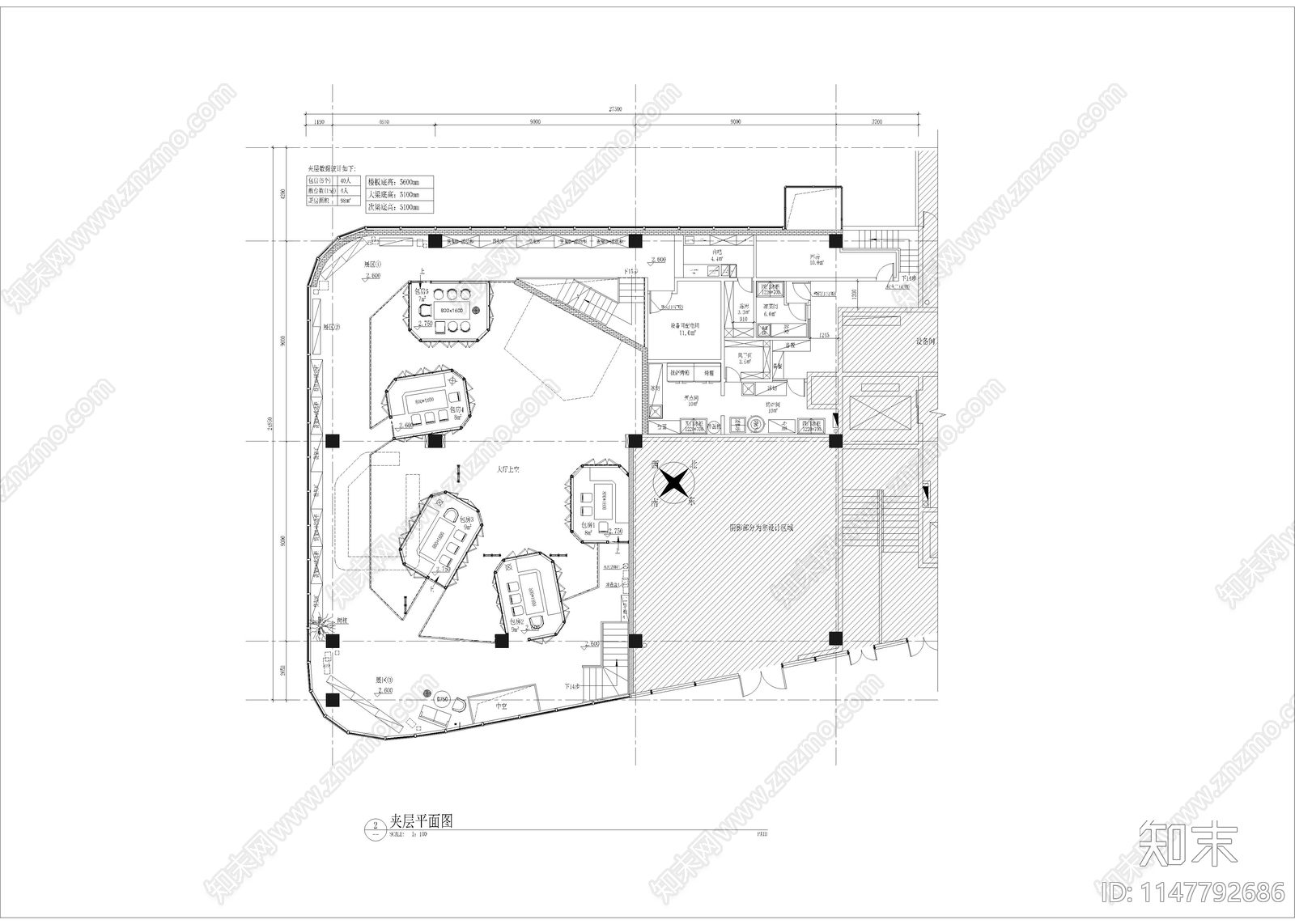 1200㎡音乐餐厅餐饮室内cad施工图下载【ID:1147792686】