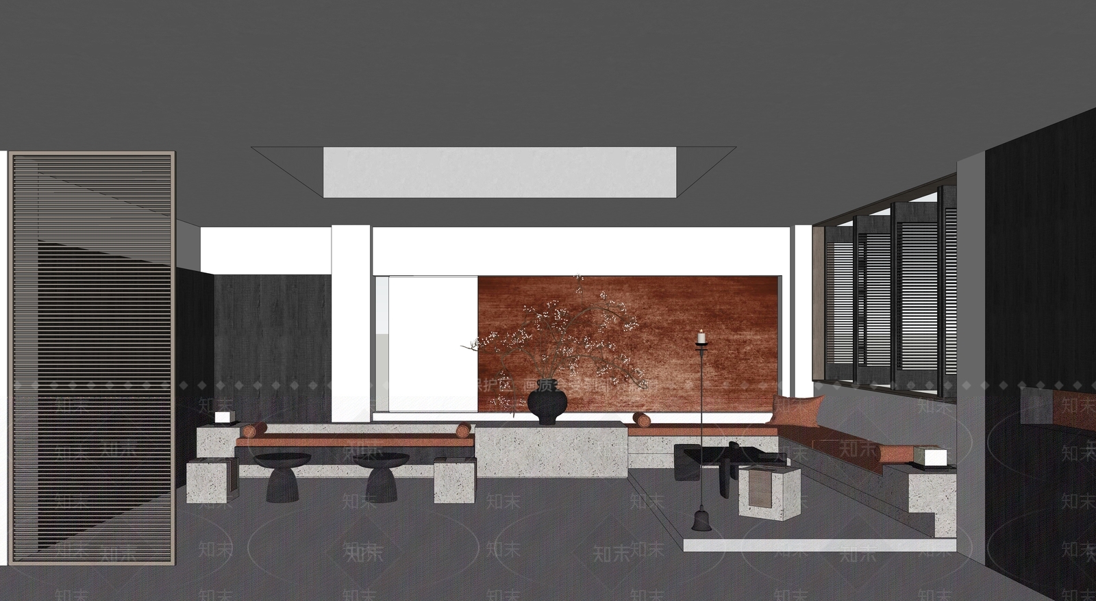 现代酒店休息区SU模型下载【ID:1147721780】