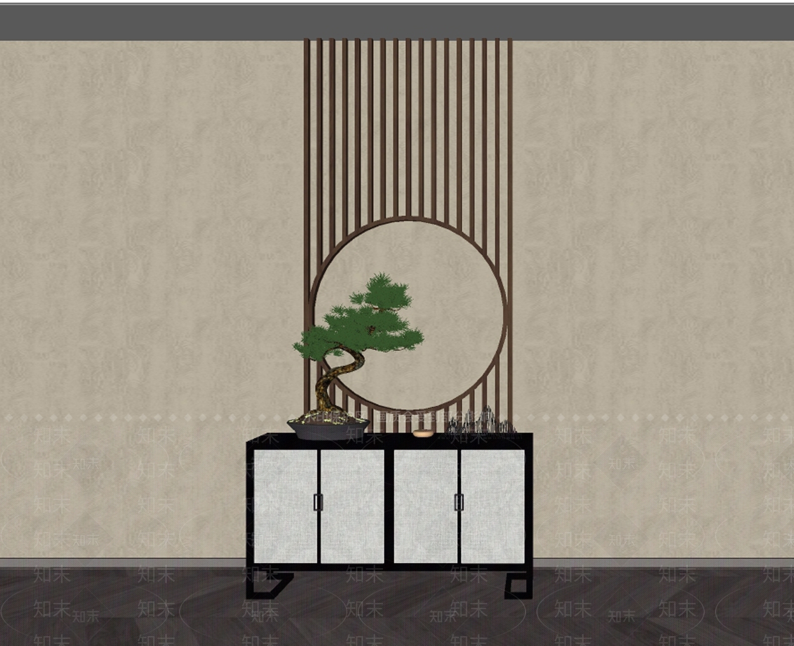 新中式端景柜SU模型下载【ID:1147722180】