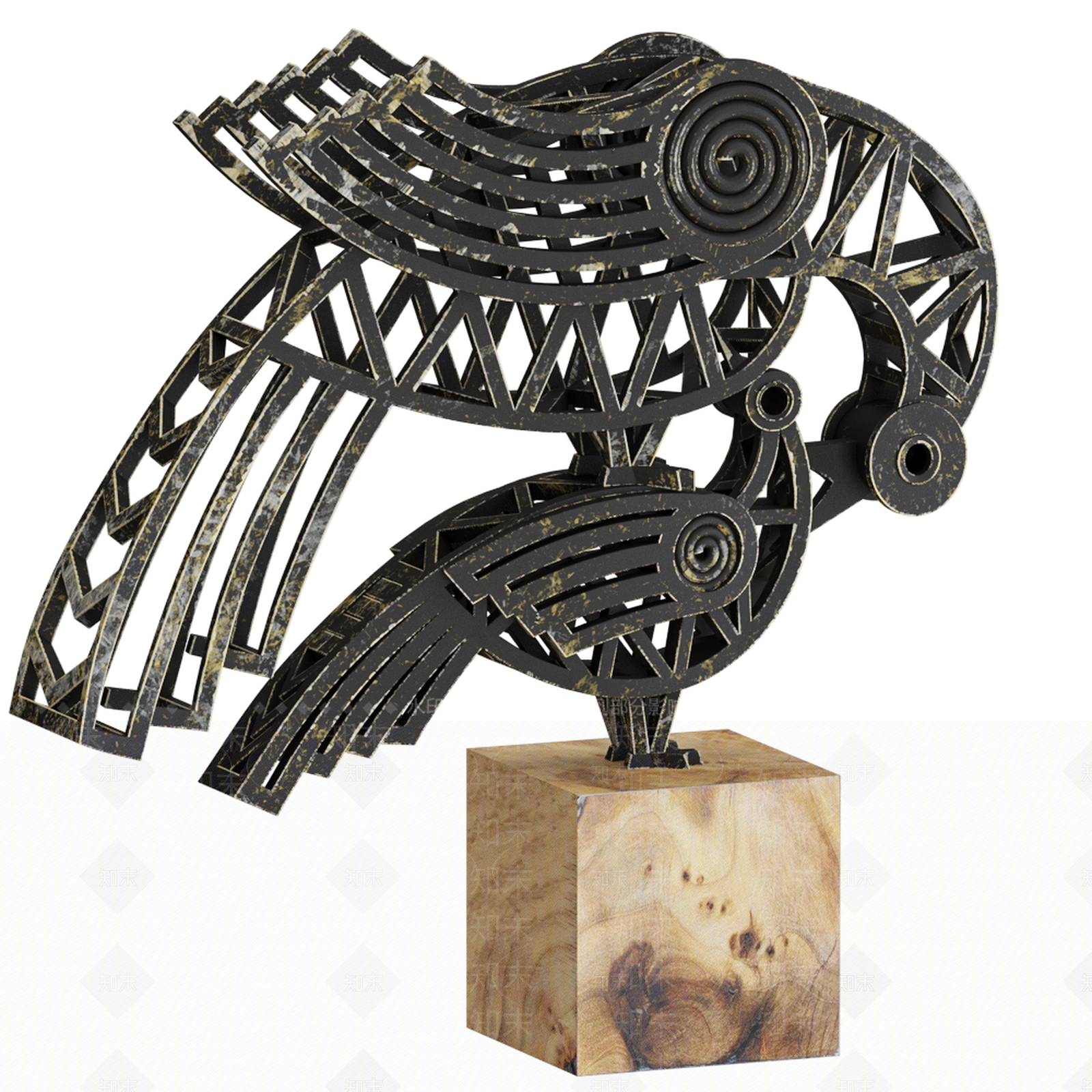 现代金属小鸟摆件3D模型下载【ID:1147729321】