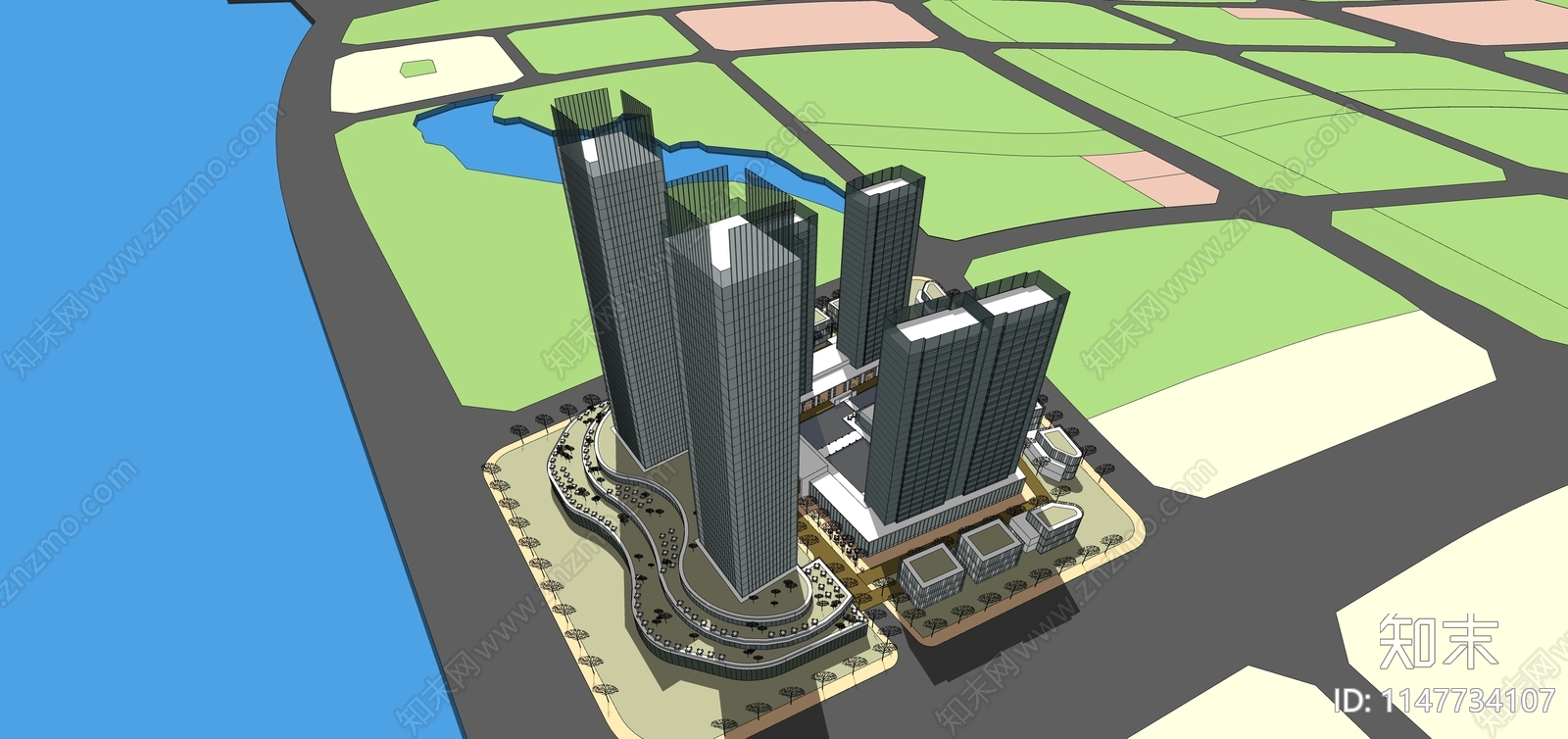 现代商业办公综合体SU模型下载【ID:1147734107】
