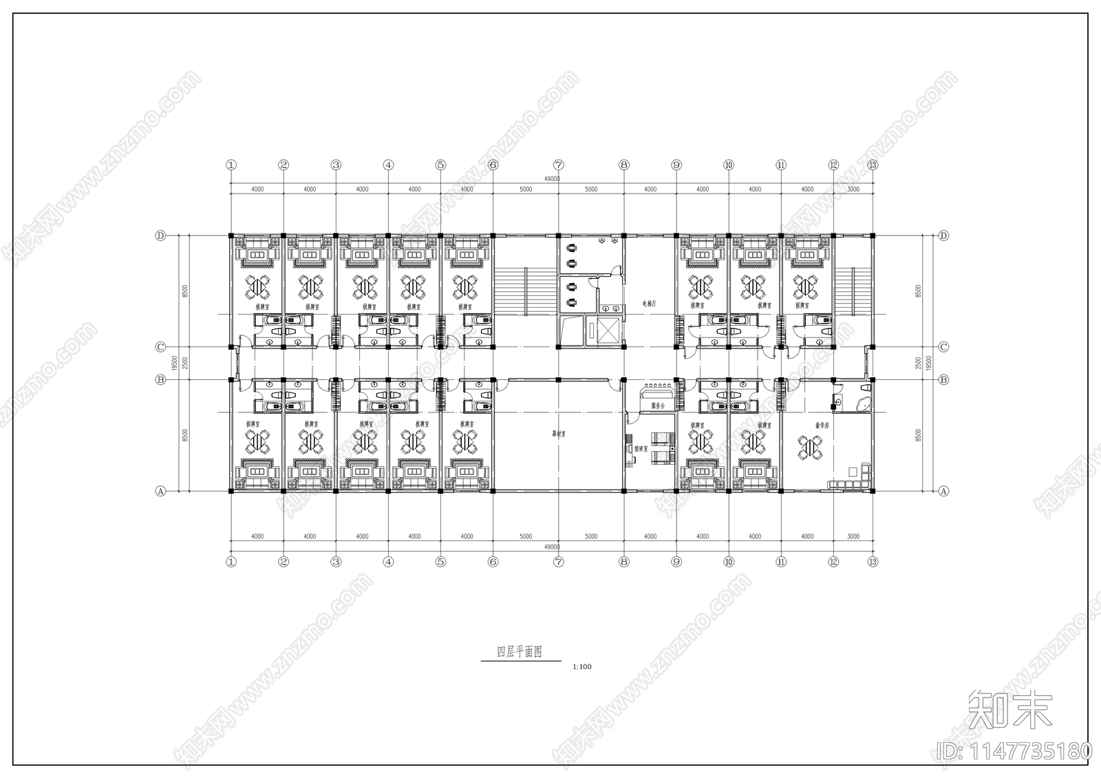 休闲中心建筑图cad施工图下载【ID:1147735180】