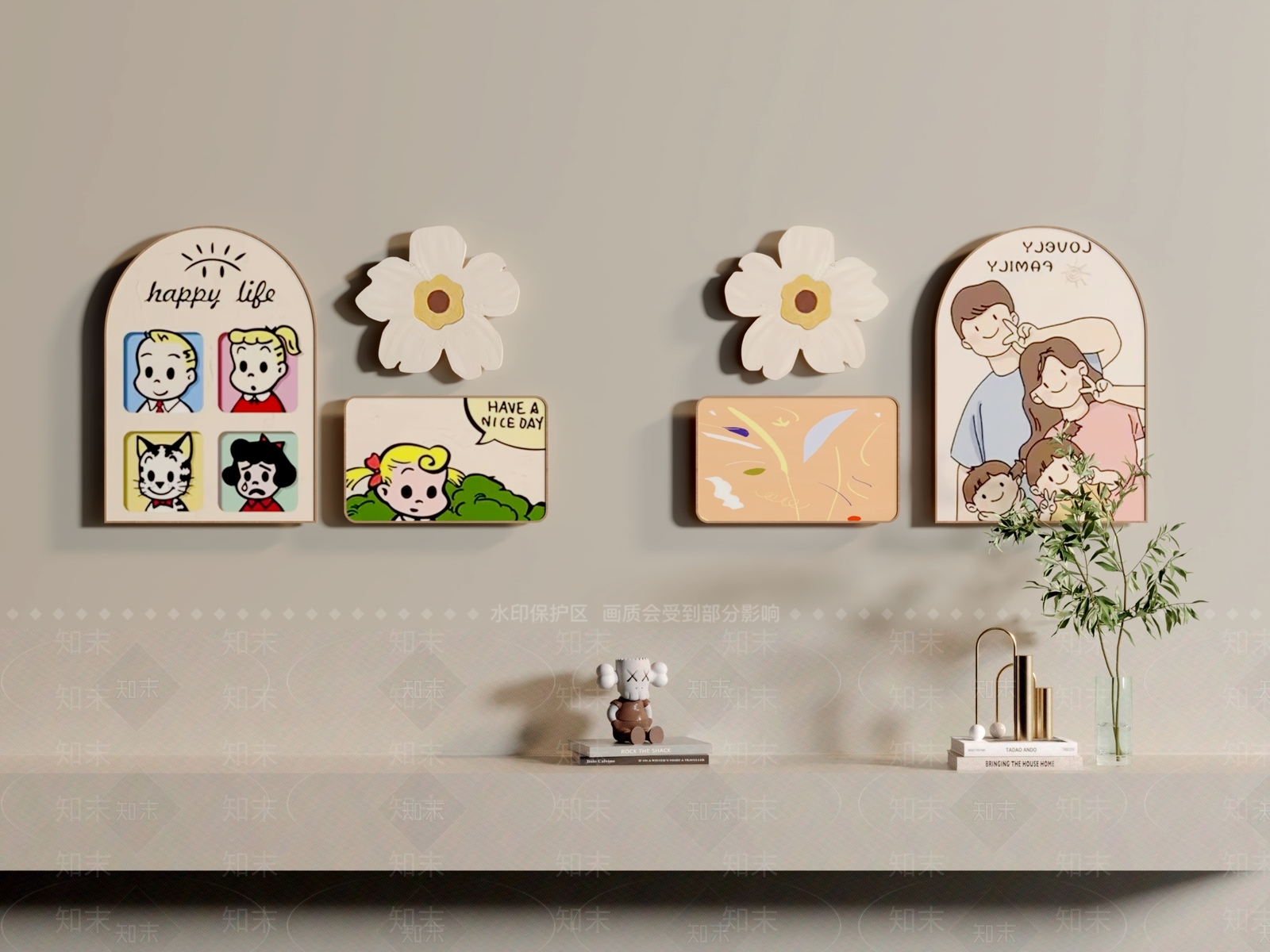 现代儿童房装饰画3D模型下载【ID:1147736320】