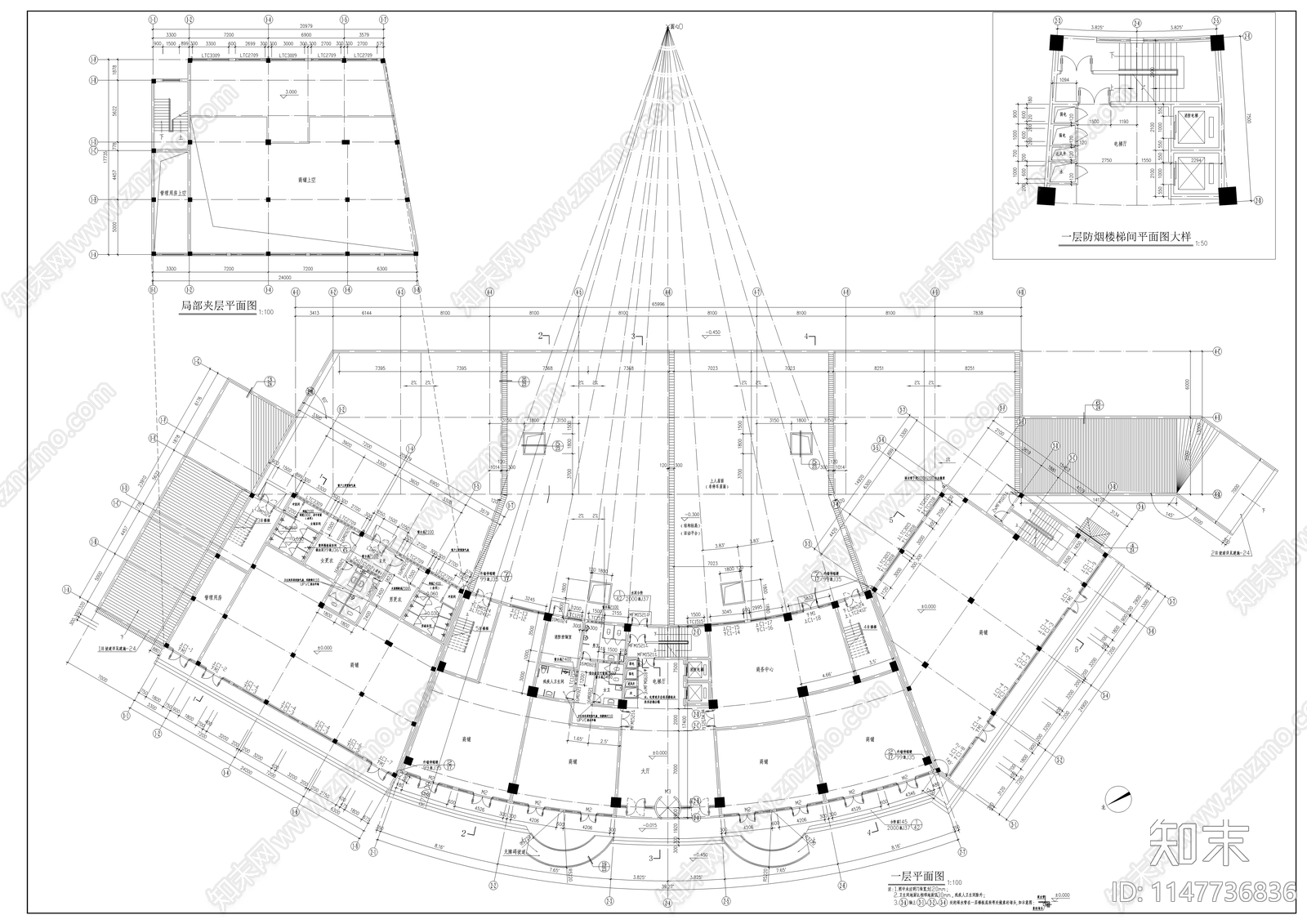 娱乐大厦建筑cad施工图下载【ID:1147736836】