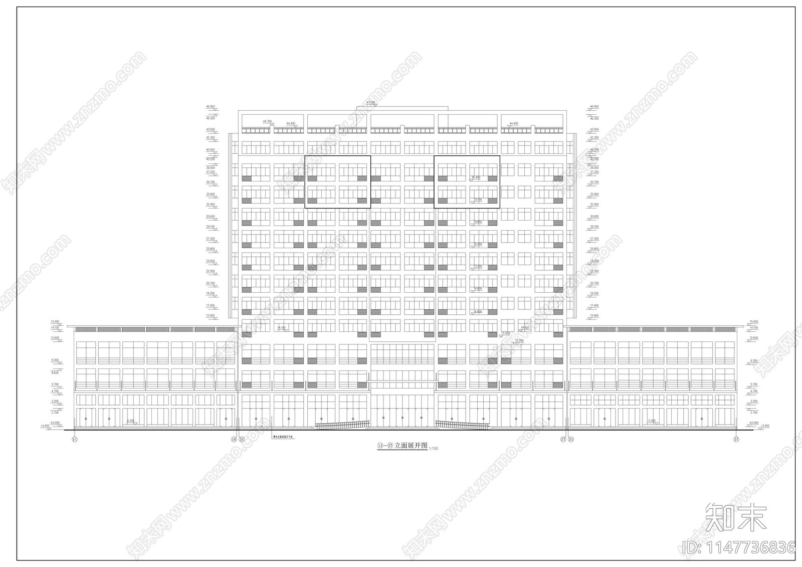 娱乐大厦建筑cad施工图下载【ID:1147736836】