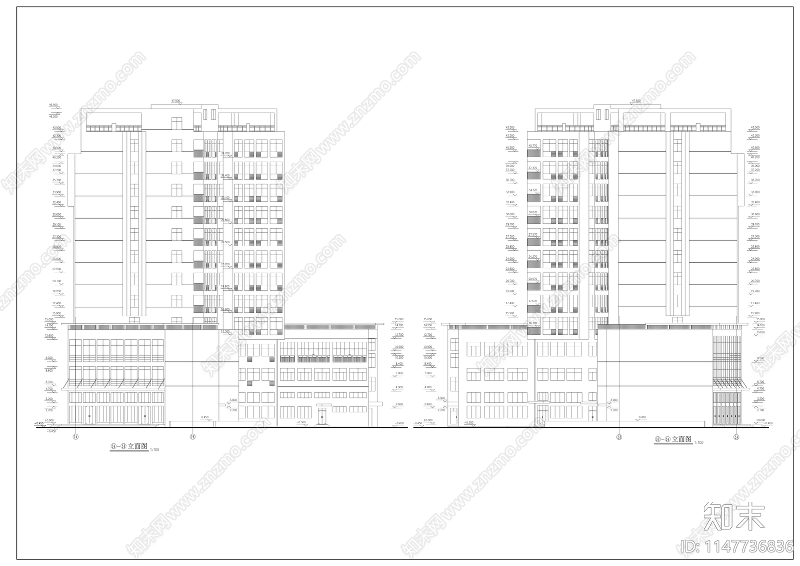 娱乐大厦建筑cad施工图下载【ID:1147736836】