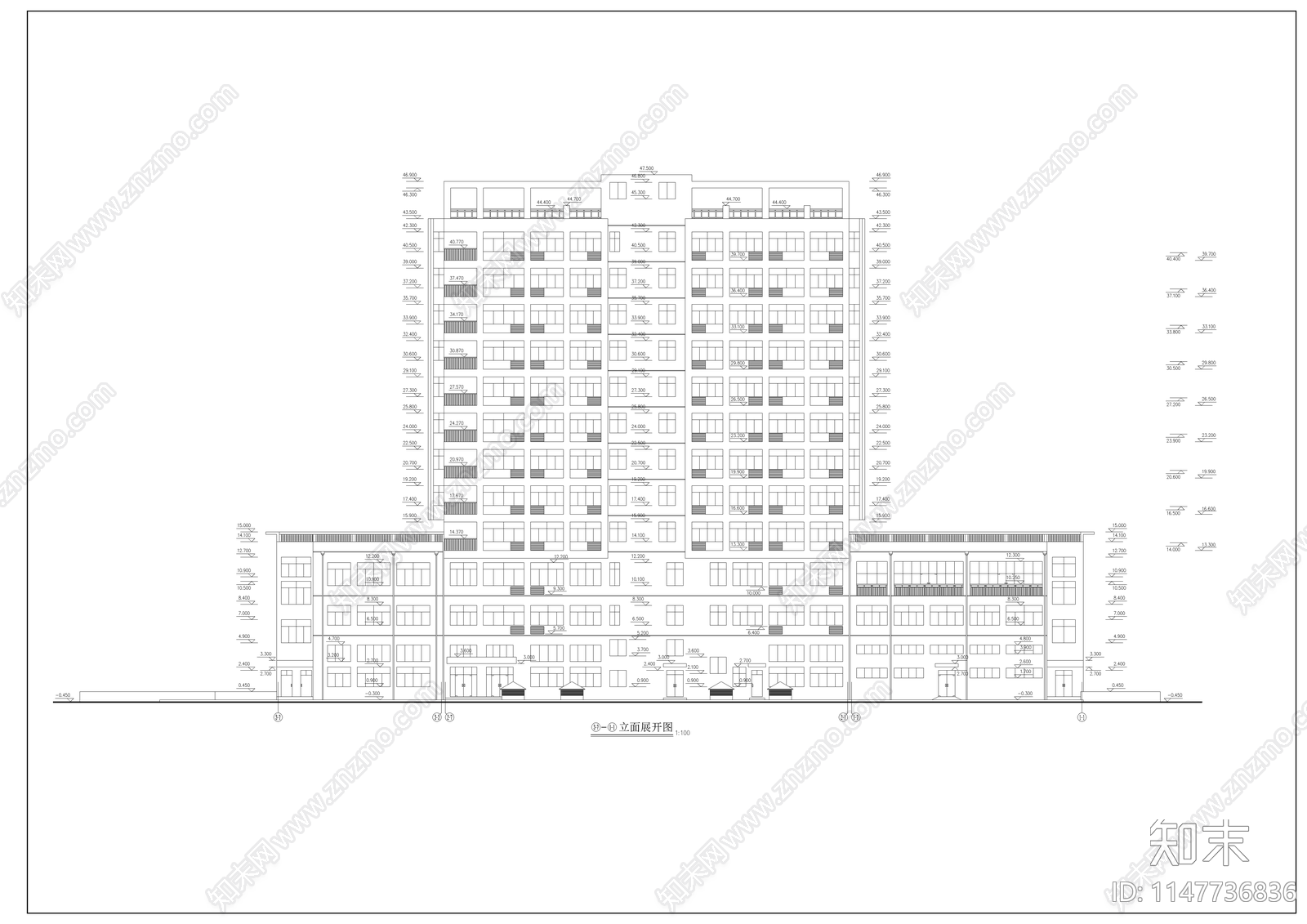 娱乐大厦建筑cad施工图下载【ID:1147736836】