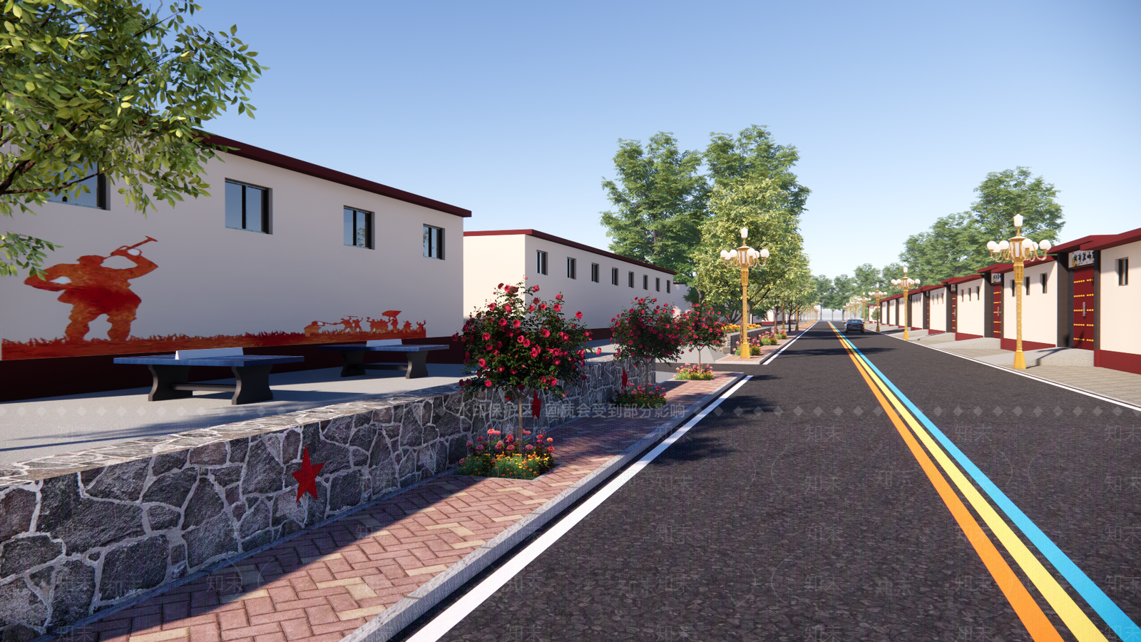 现代美丽乡村主街道SU模型下载【ID:1147737292】