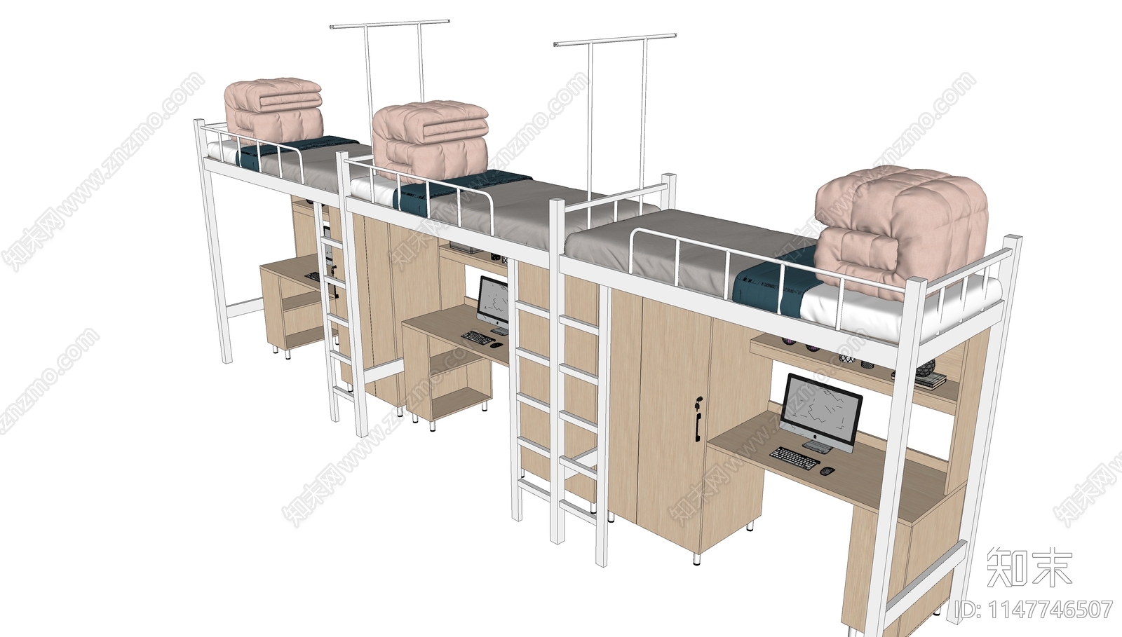 现代宿舍上下床SU模型下载【ID:1147746507】