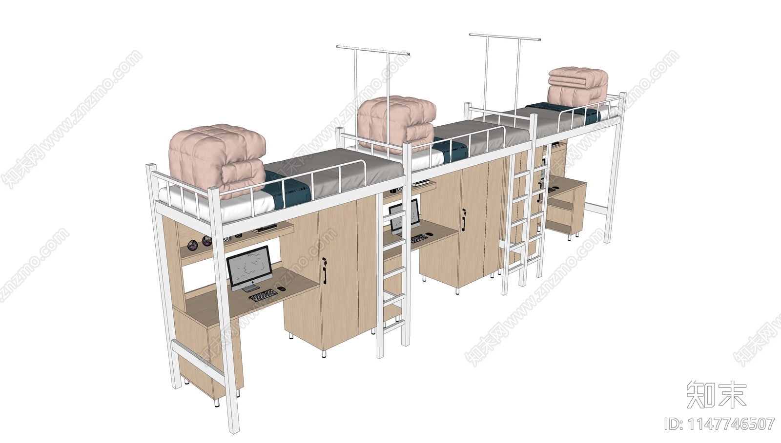 现代宿舍上下床SU模型下载【ID:1147746507】