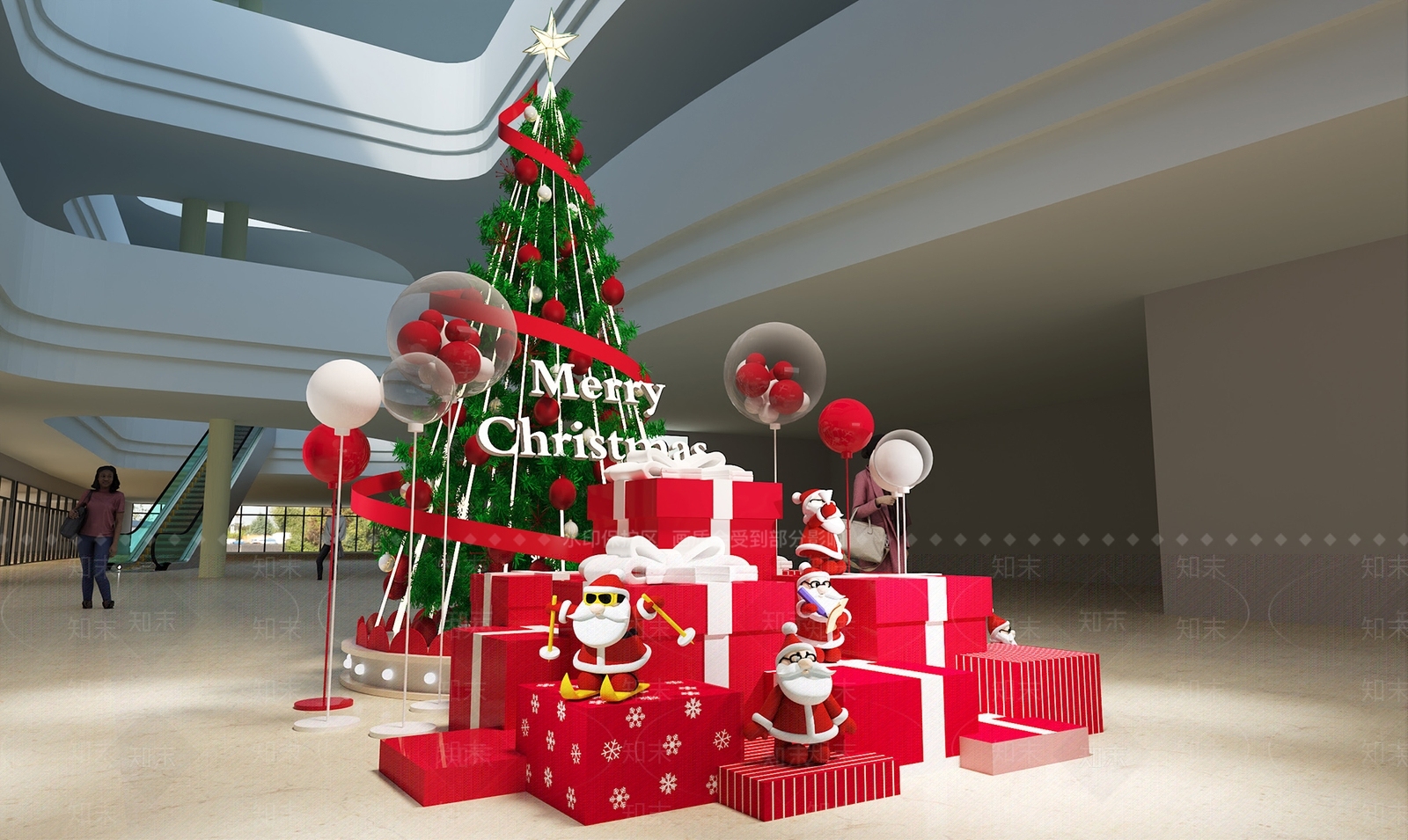 现代圣诞树美陈3D模型下载【ID:1147747225】