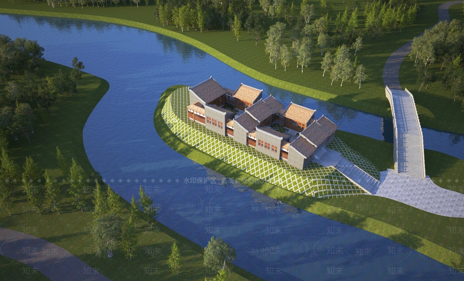 中式民宿建筑3D模型下载【ID:1147749736】