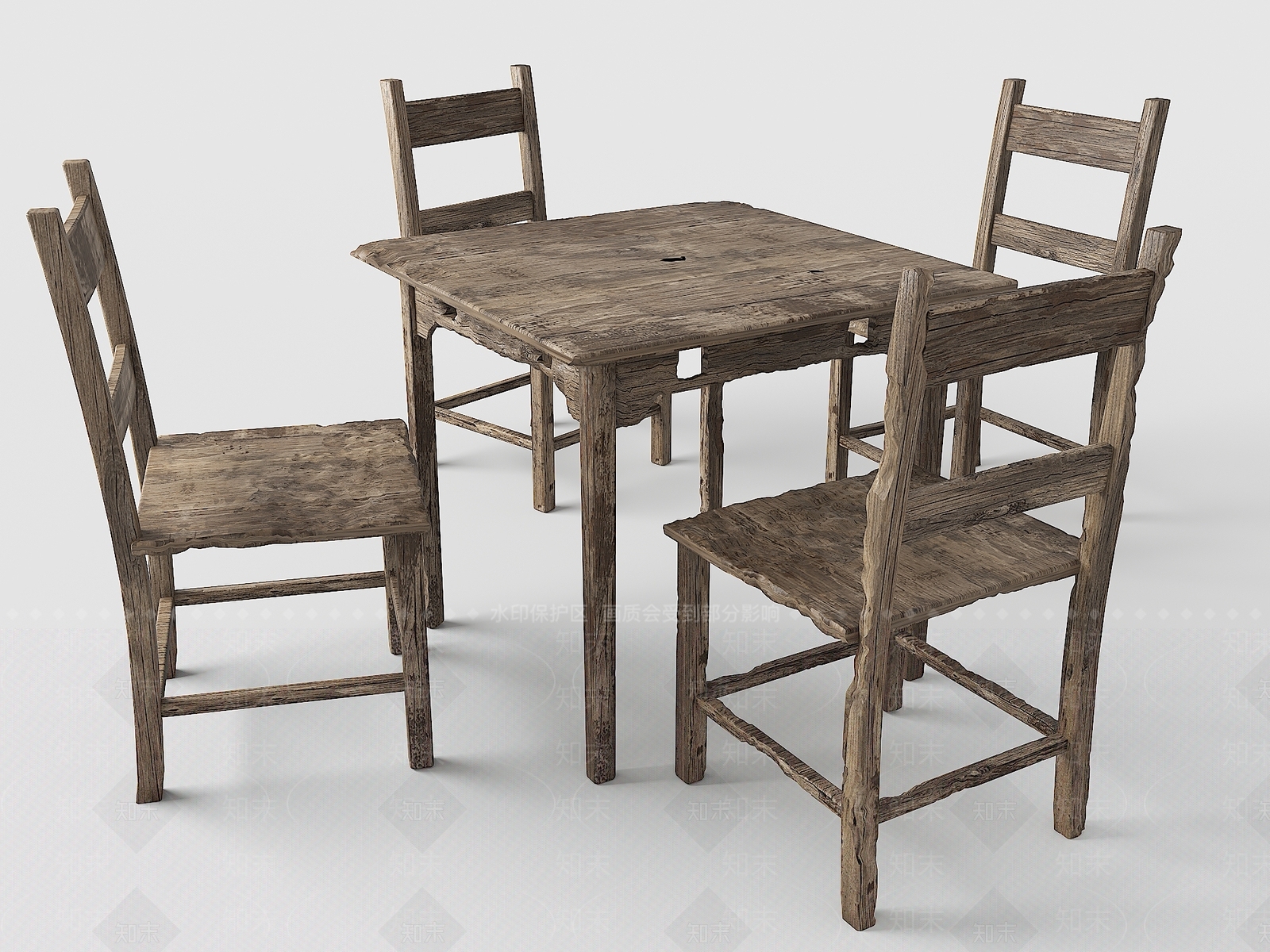 中式餐桌椅组合3D模型下载【ID:1147761794】