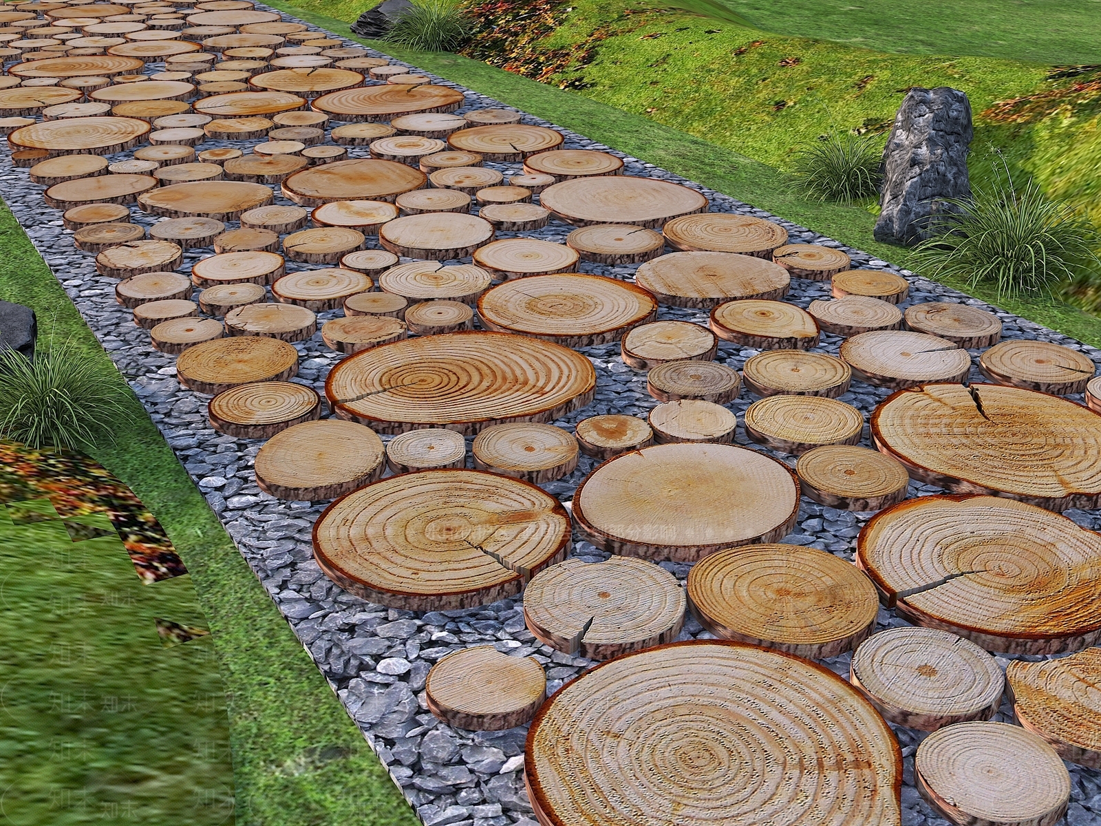 现代树桩汀步3D模型下载【ID:1147762618】