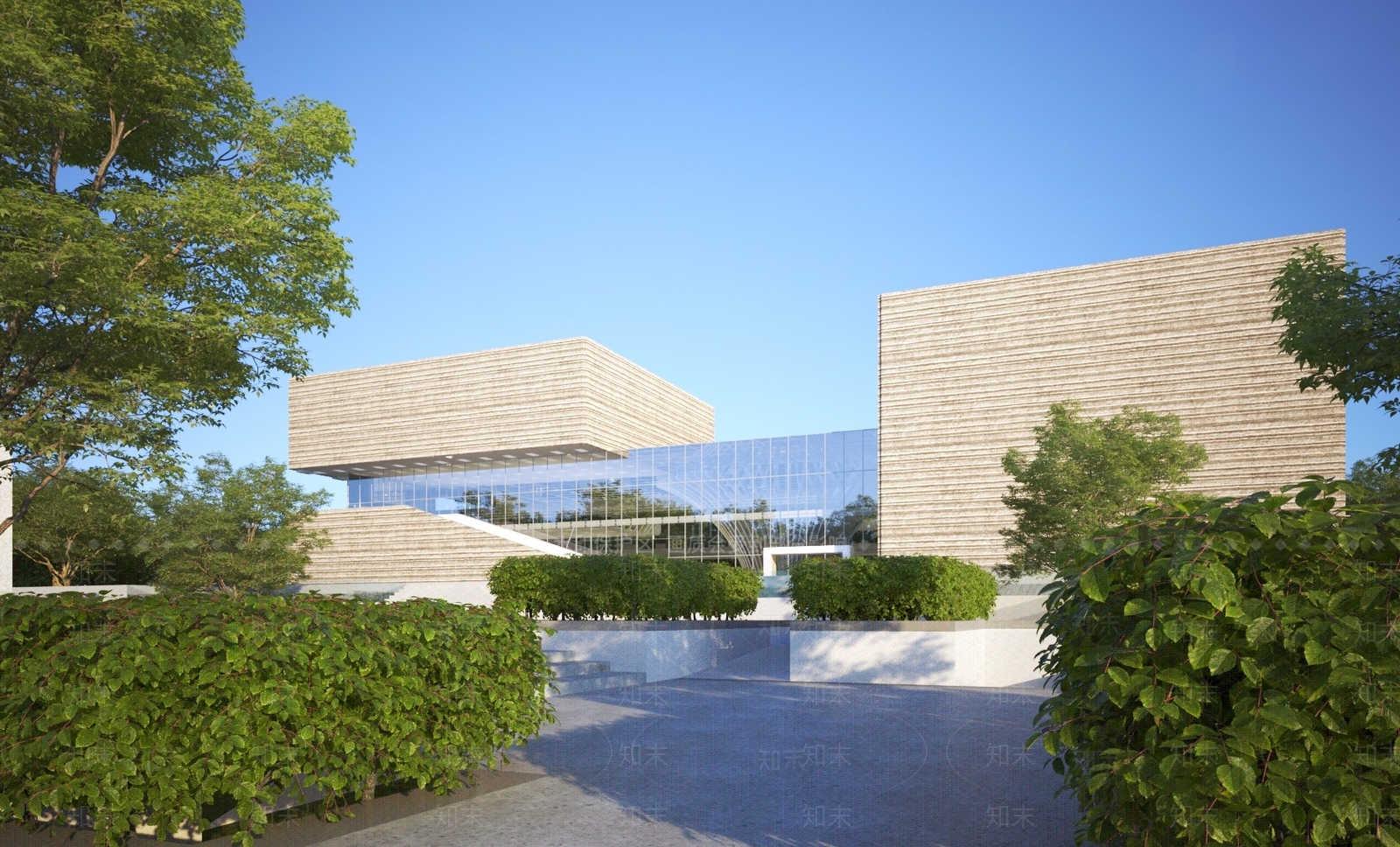 现代图书馆建筑3D模型下载【ID:1147765307】