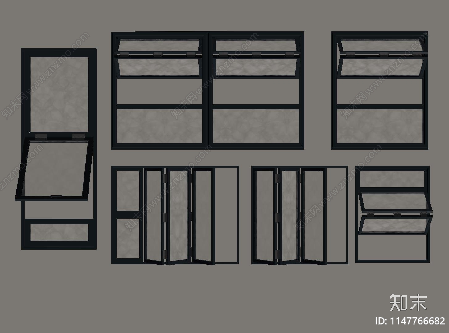 现代推拉窗SU模型下载【ID:1147766682】
