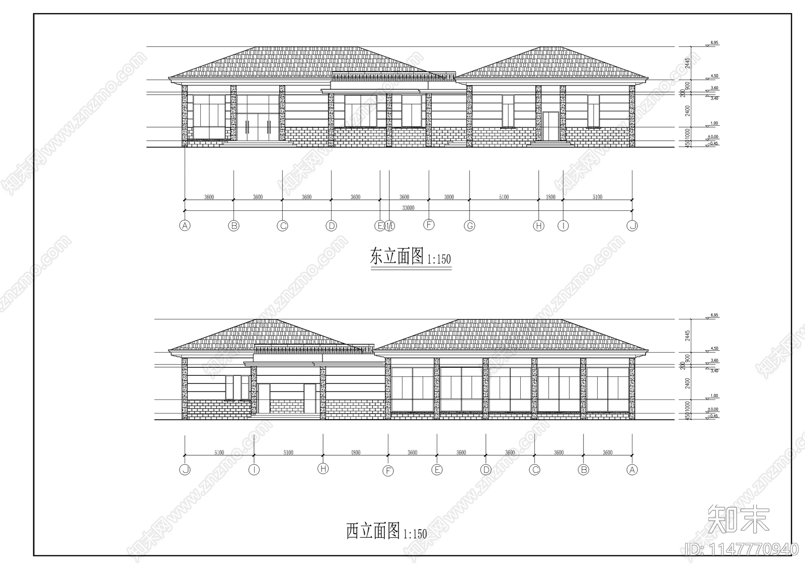 食堂建筑cad施工图下载【ID:1147770940】