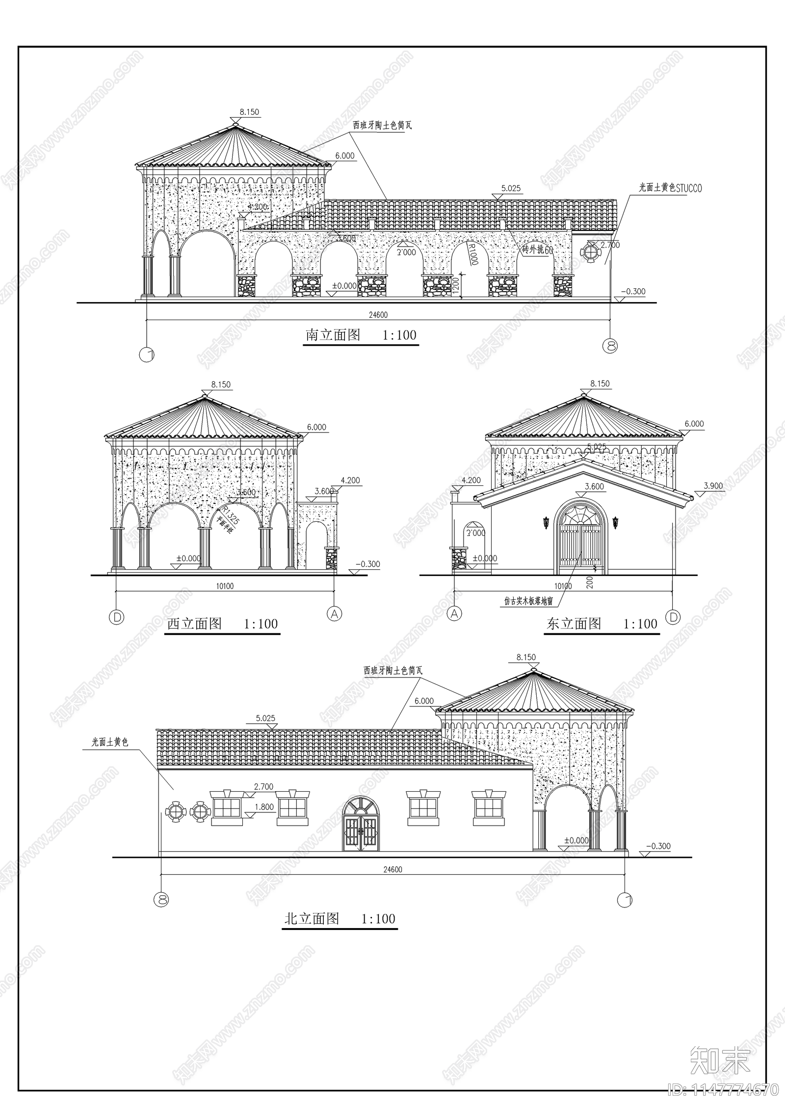 售楼处建筑cad施工图下载【ID:1147774670】