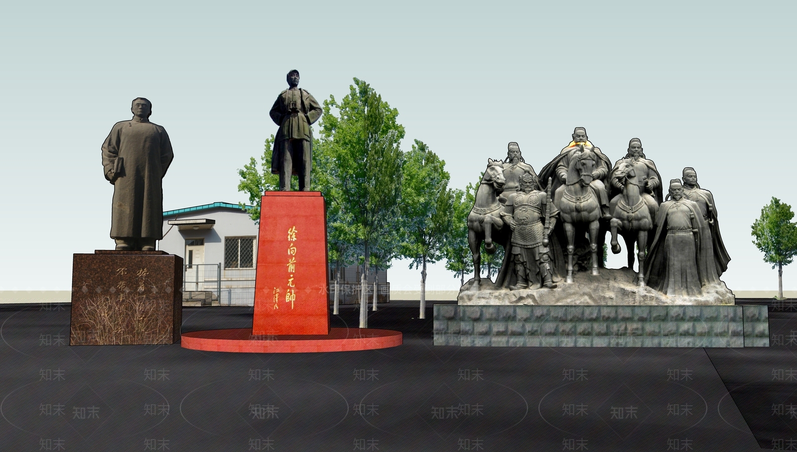 中式人物雕塑合集SU模型下载【ID:1147775891】