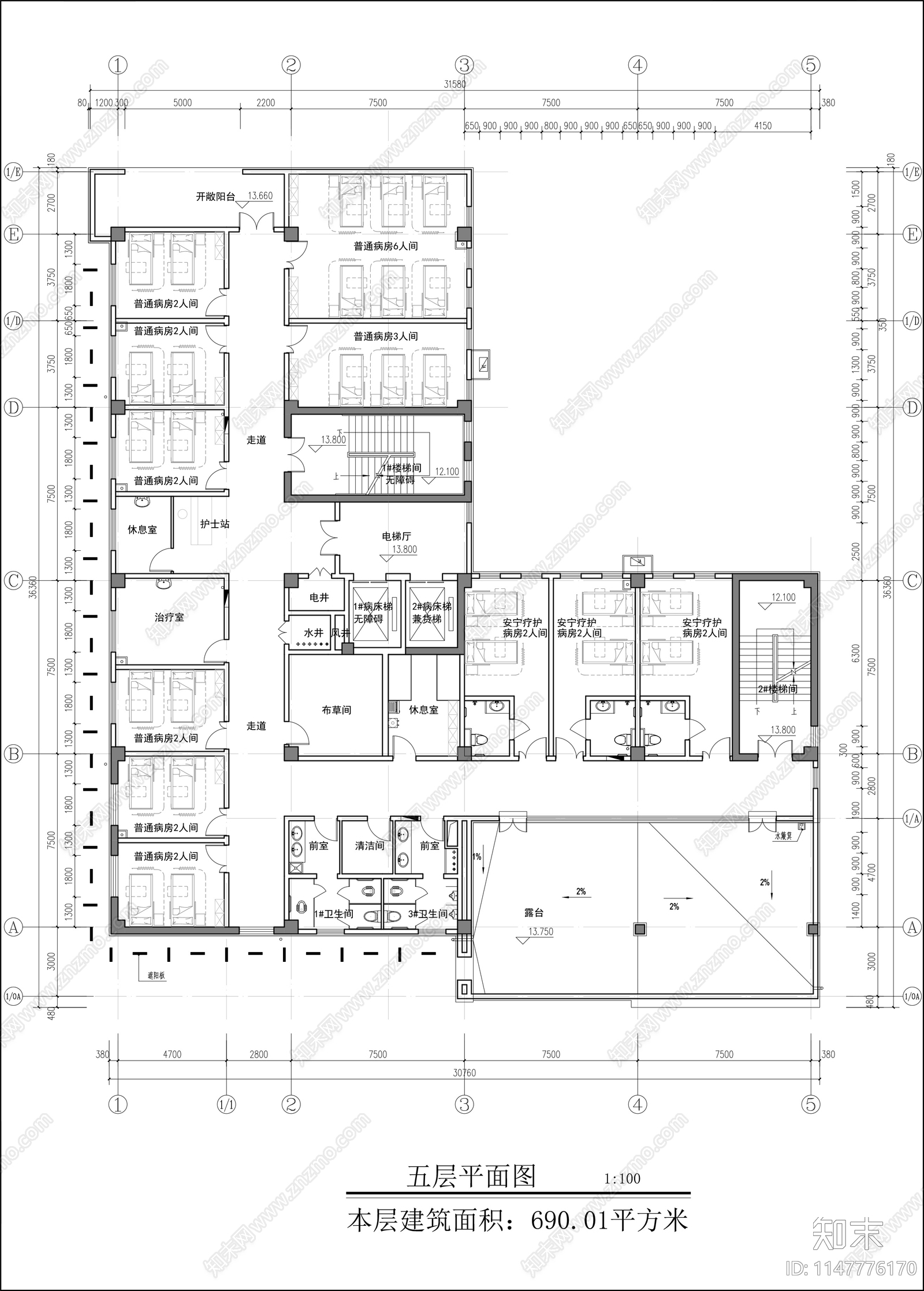 社区卫生服务中心建筑平面图cad施工图下载【ID:1147776170】