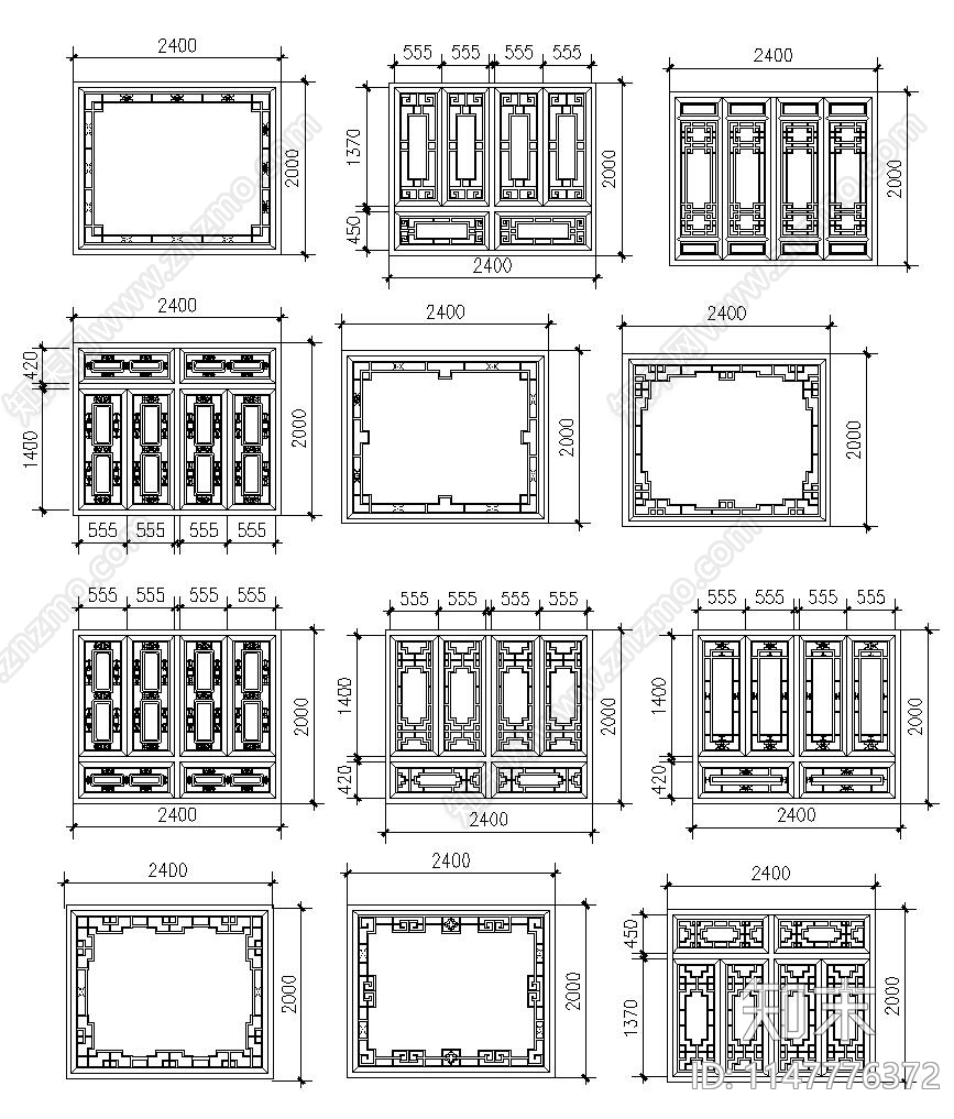 古建筑窗图集施工图下载【ID:1147776372】