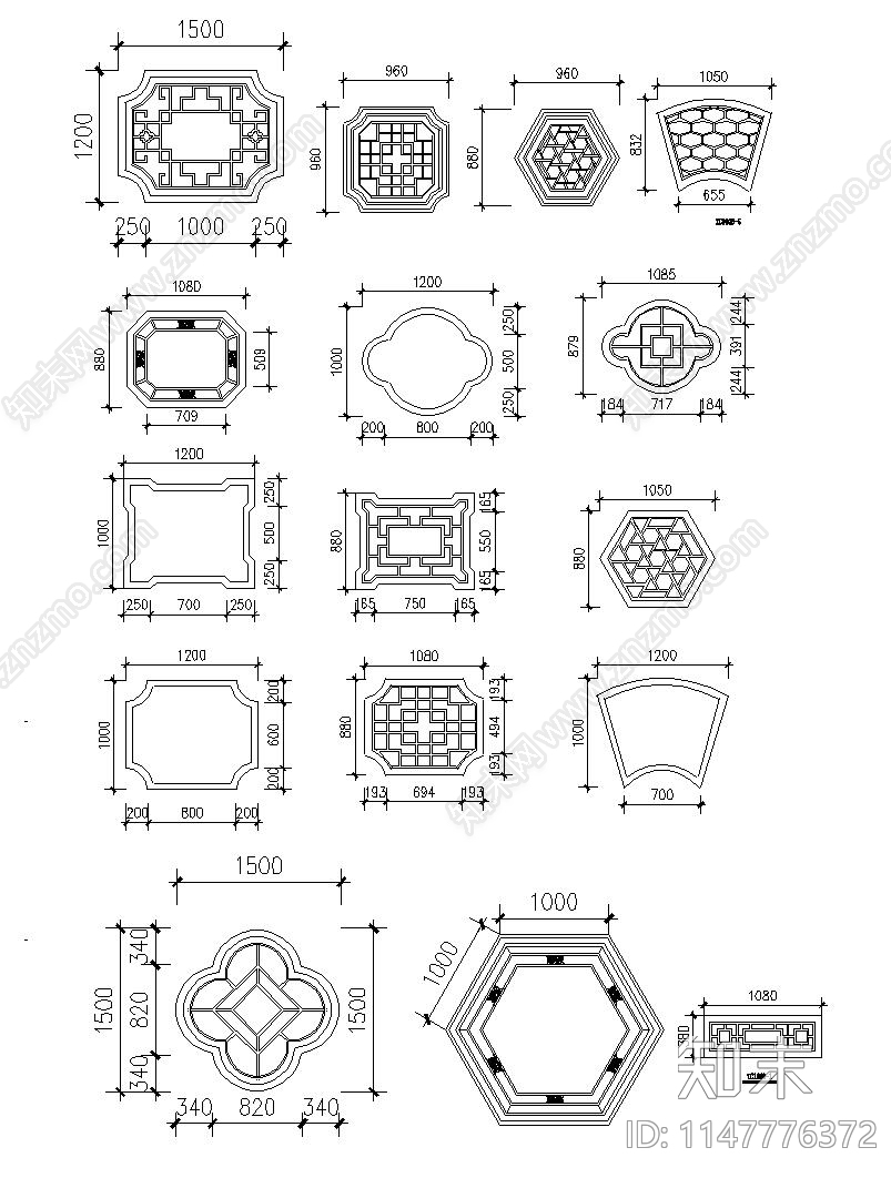 古建筑窗图集施工图下载【ID:1147776372】