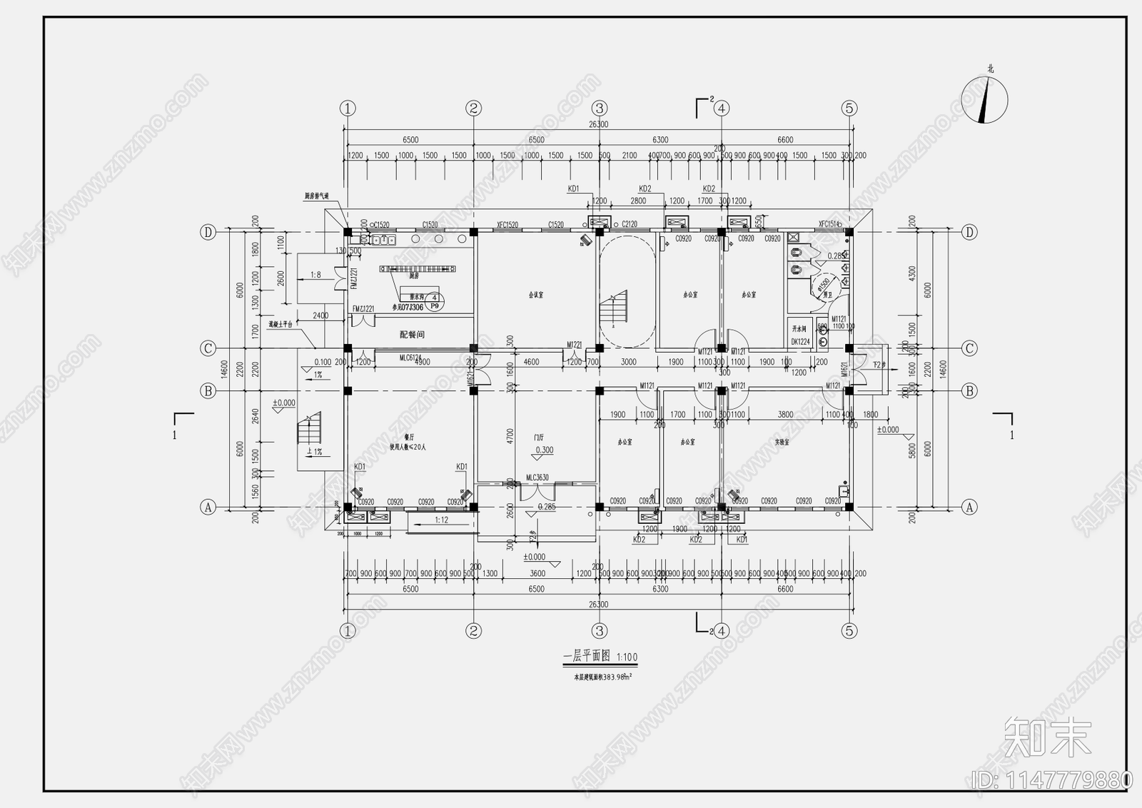 26X14M500平现代综合楼建筑cad施工图下载【ID:1147779880】