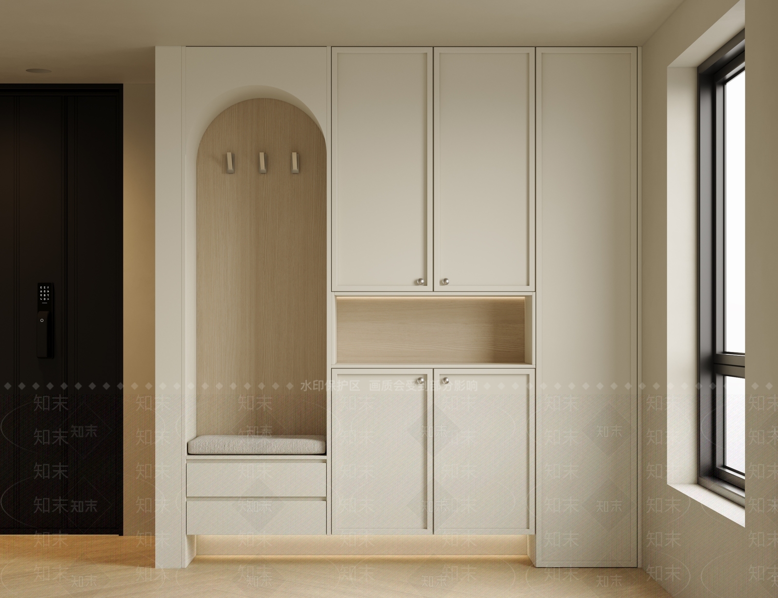 现代奶油风鞋柜SU模型下载【ID:1147780339】