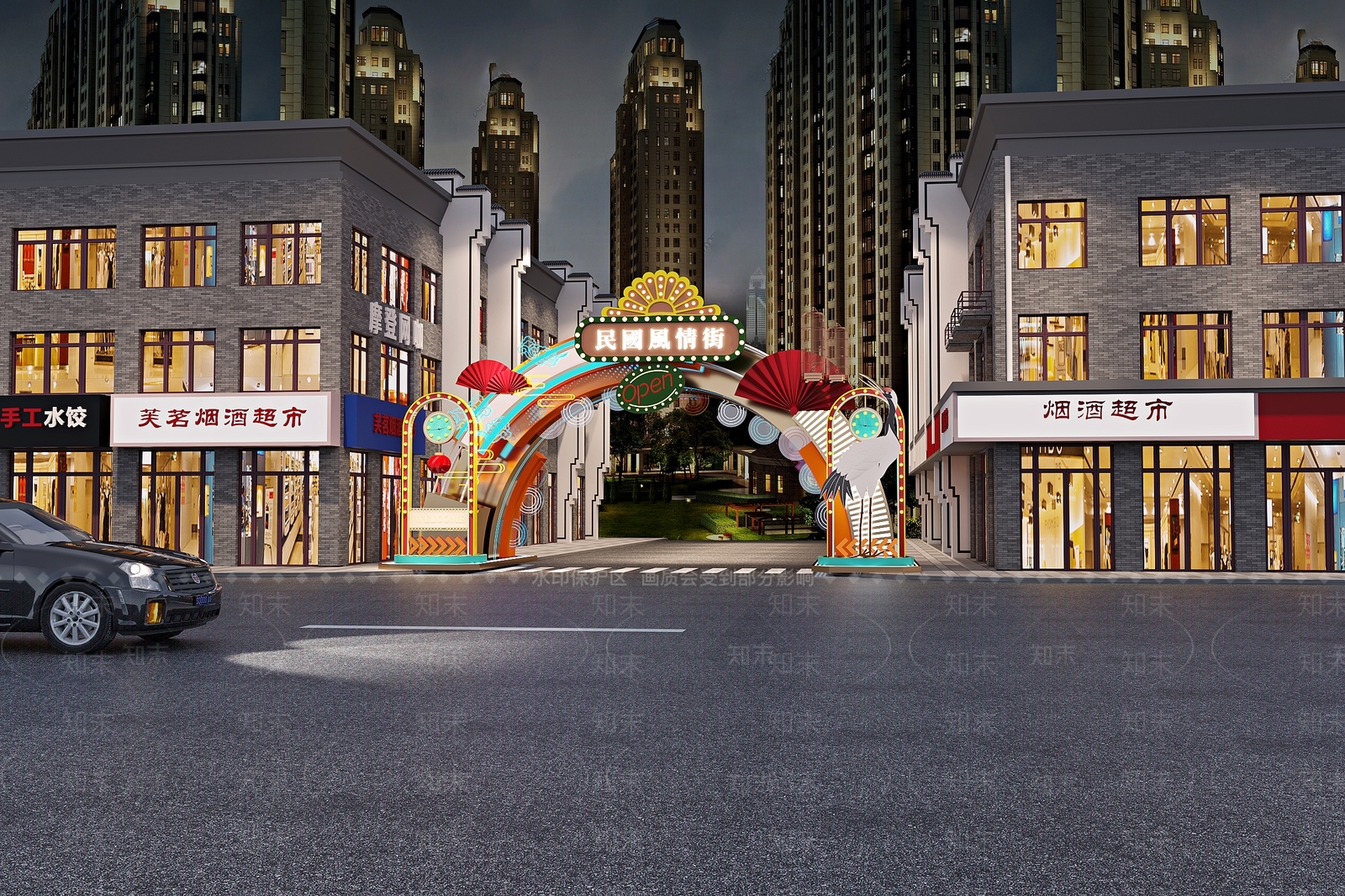 现代商业街3D模型下载【ID:1147782845】