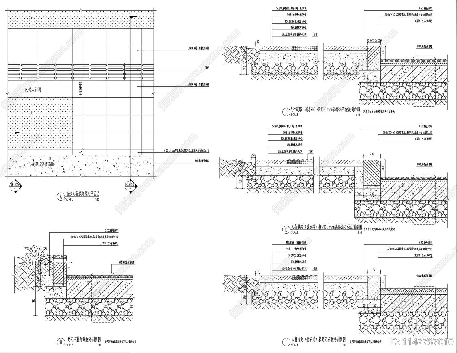 人行道路做法详图施工图下载【ID:1147787010】