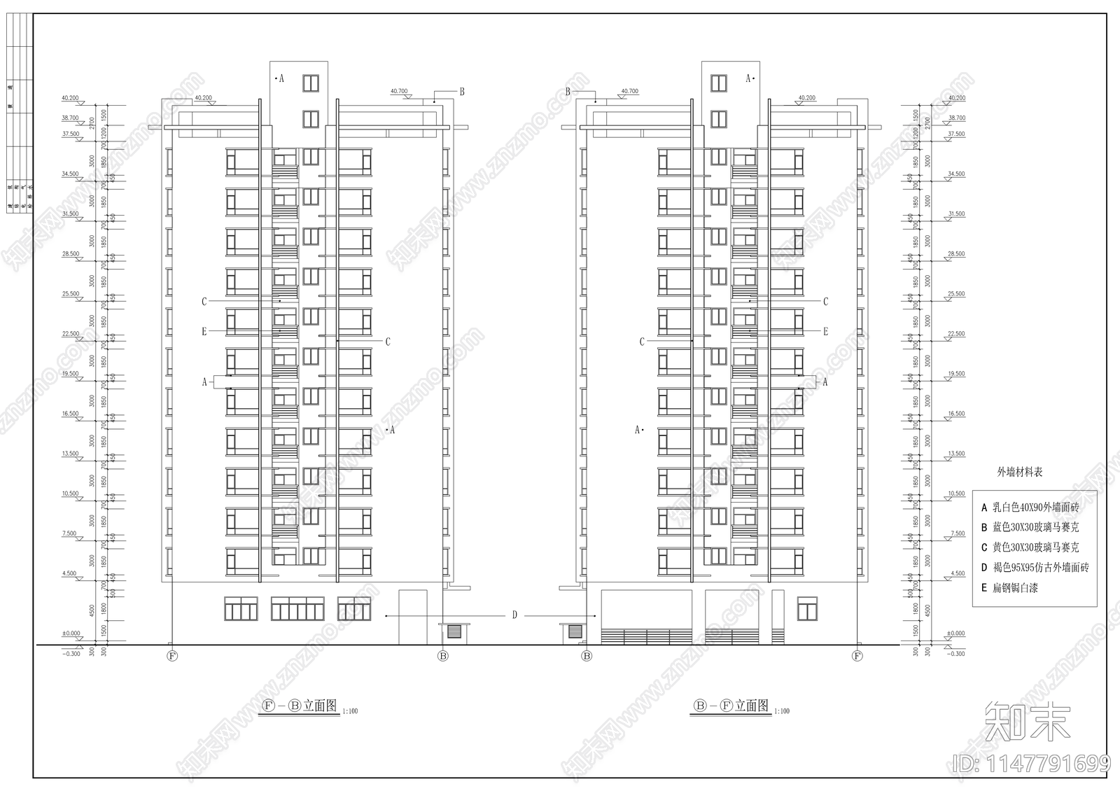 高层商住楼建筑cad施工图下载【ID:1147791699】