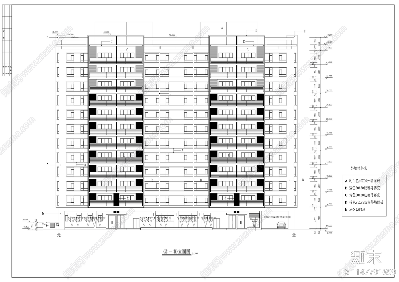 高层商住楼建筑cad施工图下载【ID:1147791699】